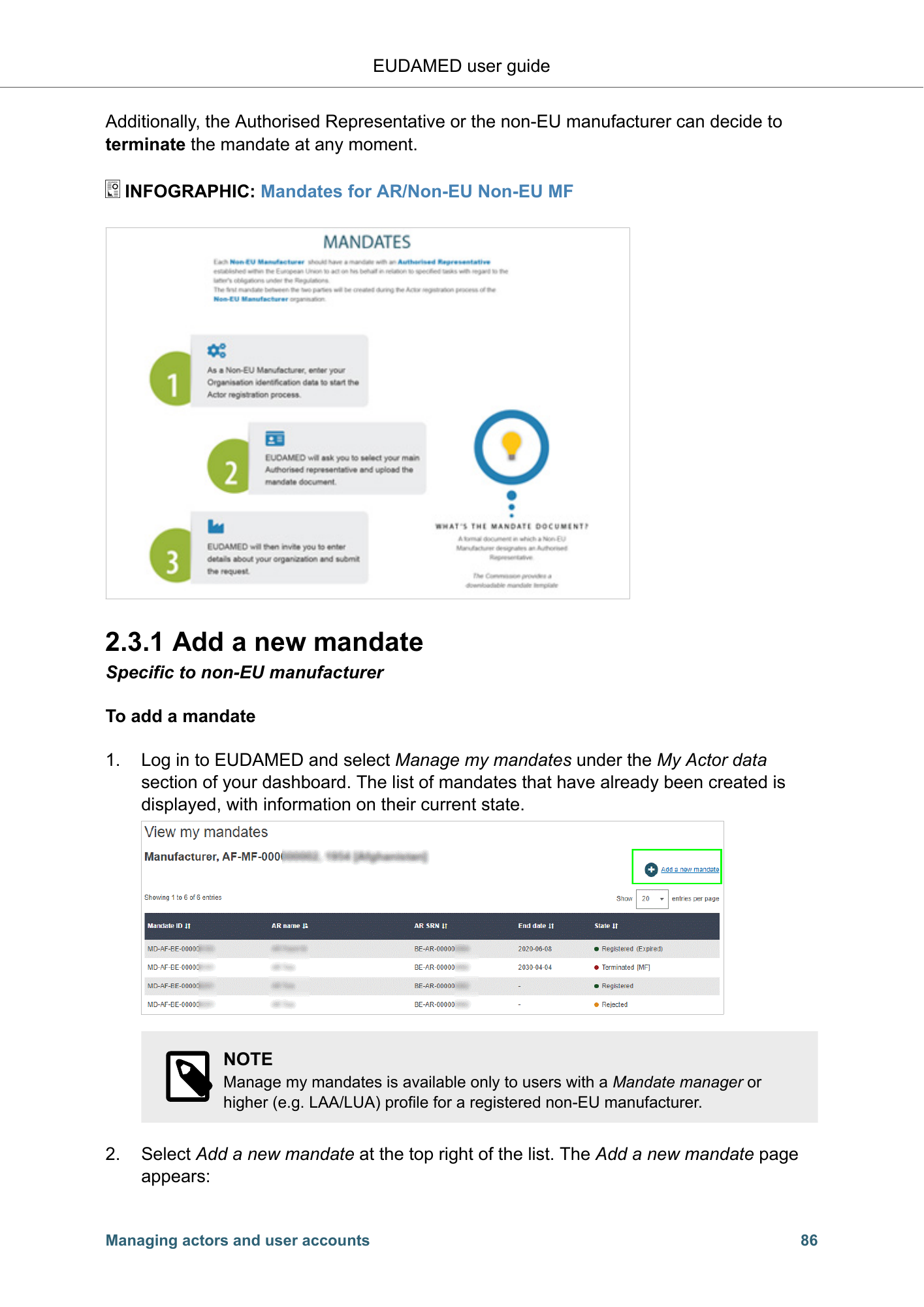 EUDAMED user guide — Production v2.27.0 (2026) — original physical PDF page 89; complete page layout, tables, screenshots and footnotes retained.