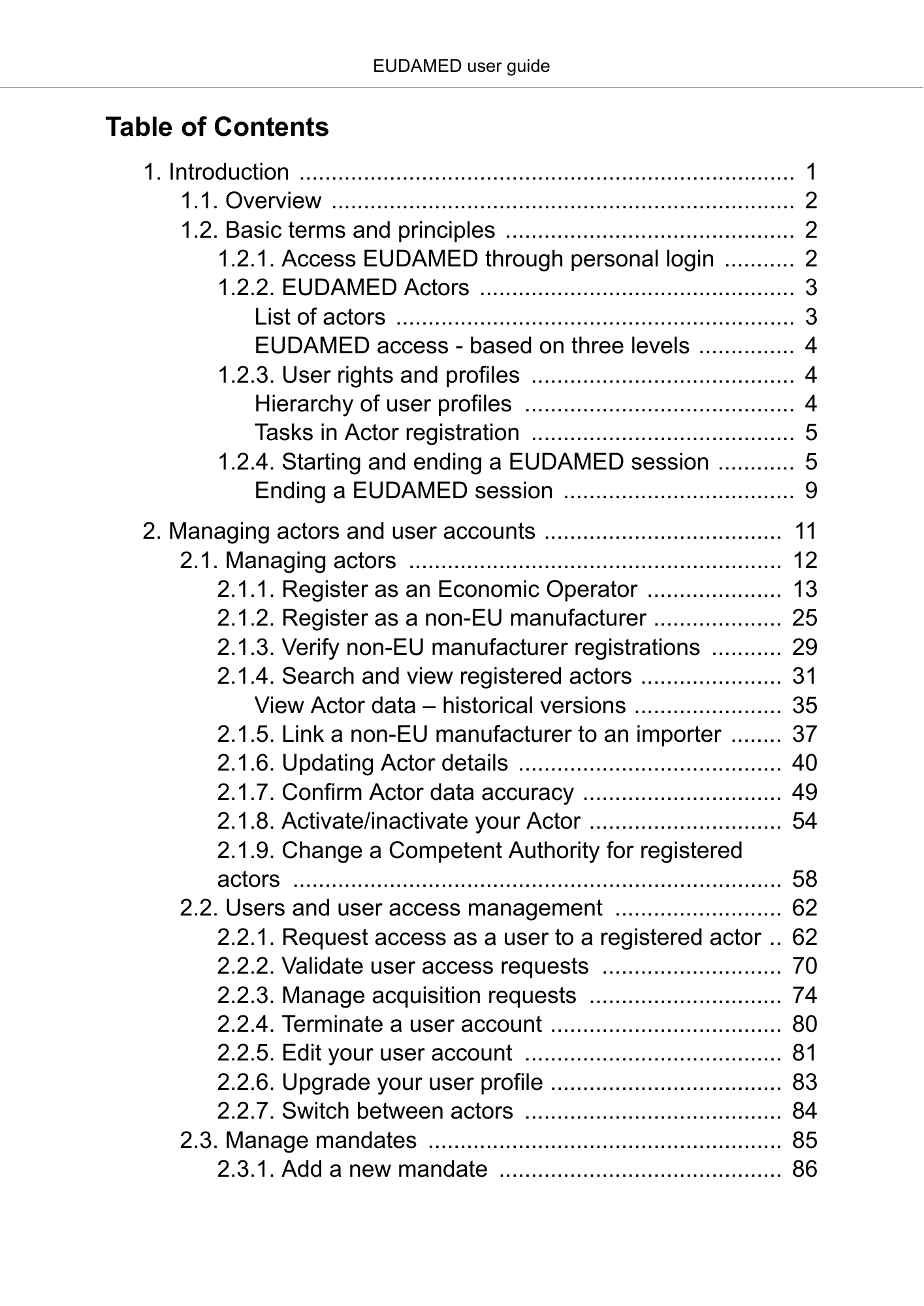 EUDAMED user guide — Production v2.27.0 (2026) — original physical PDF page 2; complete page layout, tables, screenshots and footnotes retained.