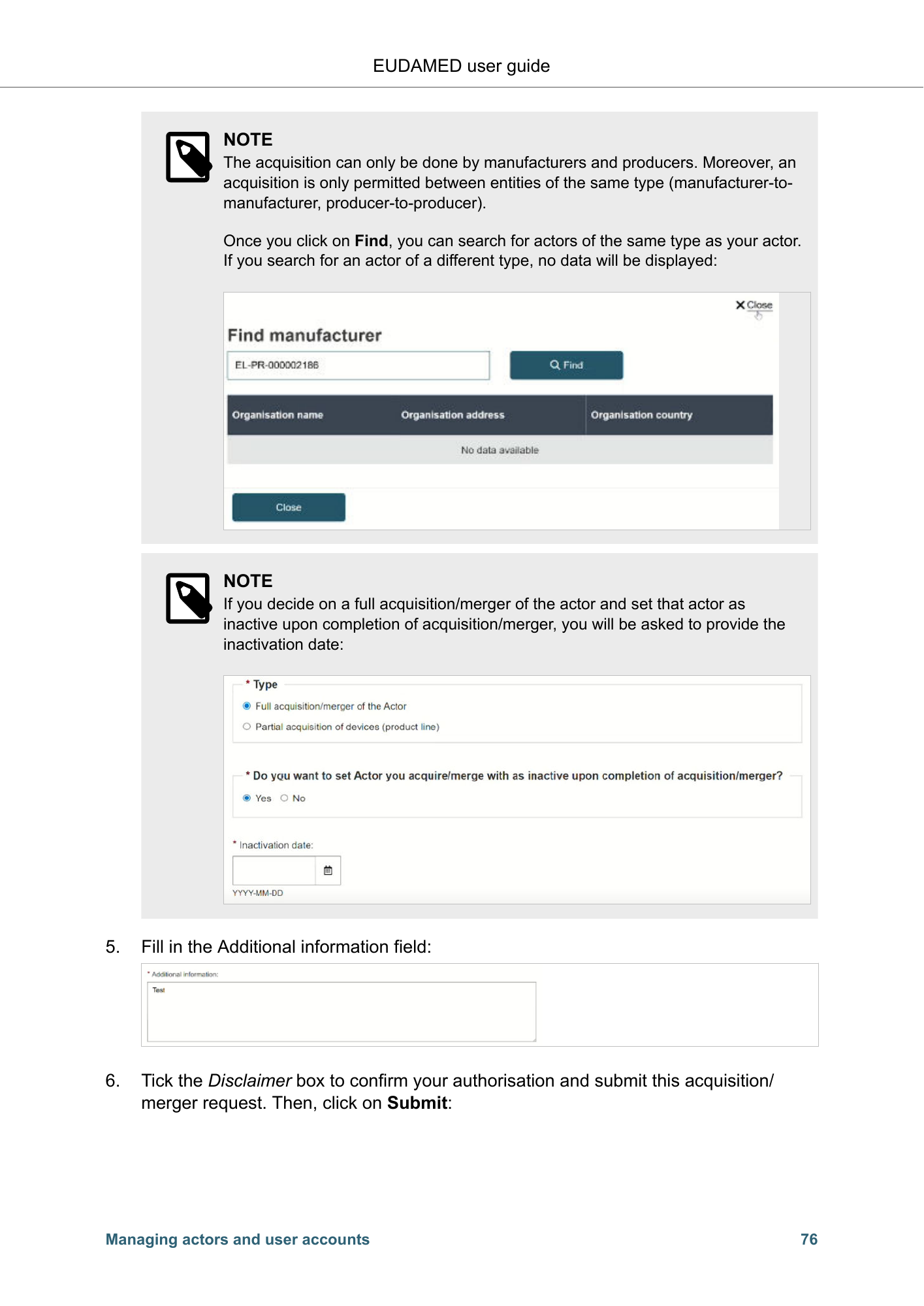 EUDAMED user guide — Production v2.27.0 (2026) — original physical PDF page 79; complete page layout, tables, screenshots and footnotes retained.
