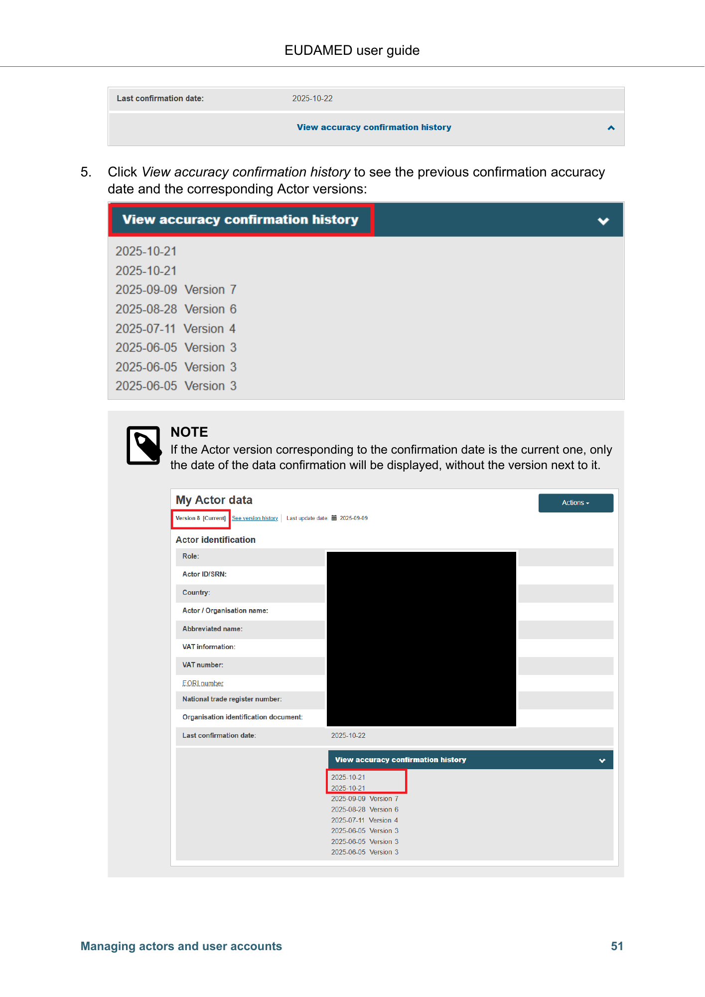 EUDAMED user guide — Production v2.27.0 (2026) — original physical PDF page 54; complete page layout, tables, screenshots and footnotes retained.
