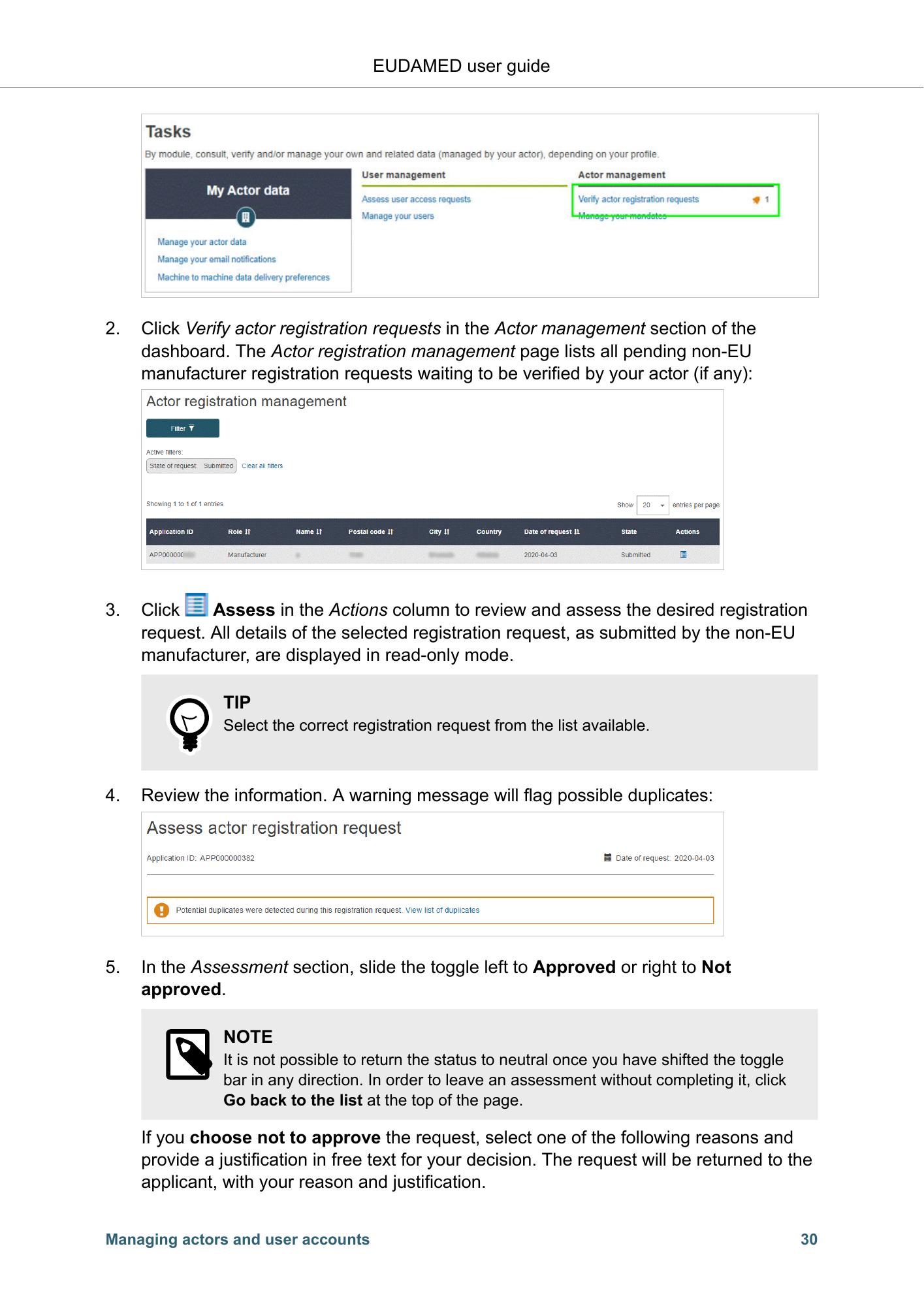 EUDAMED user guide — Production v2.27.0 (2026) — original physical PDF page 33; complete page layout, tables, screenshots and footnotes retained.