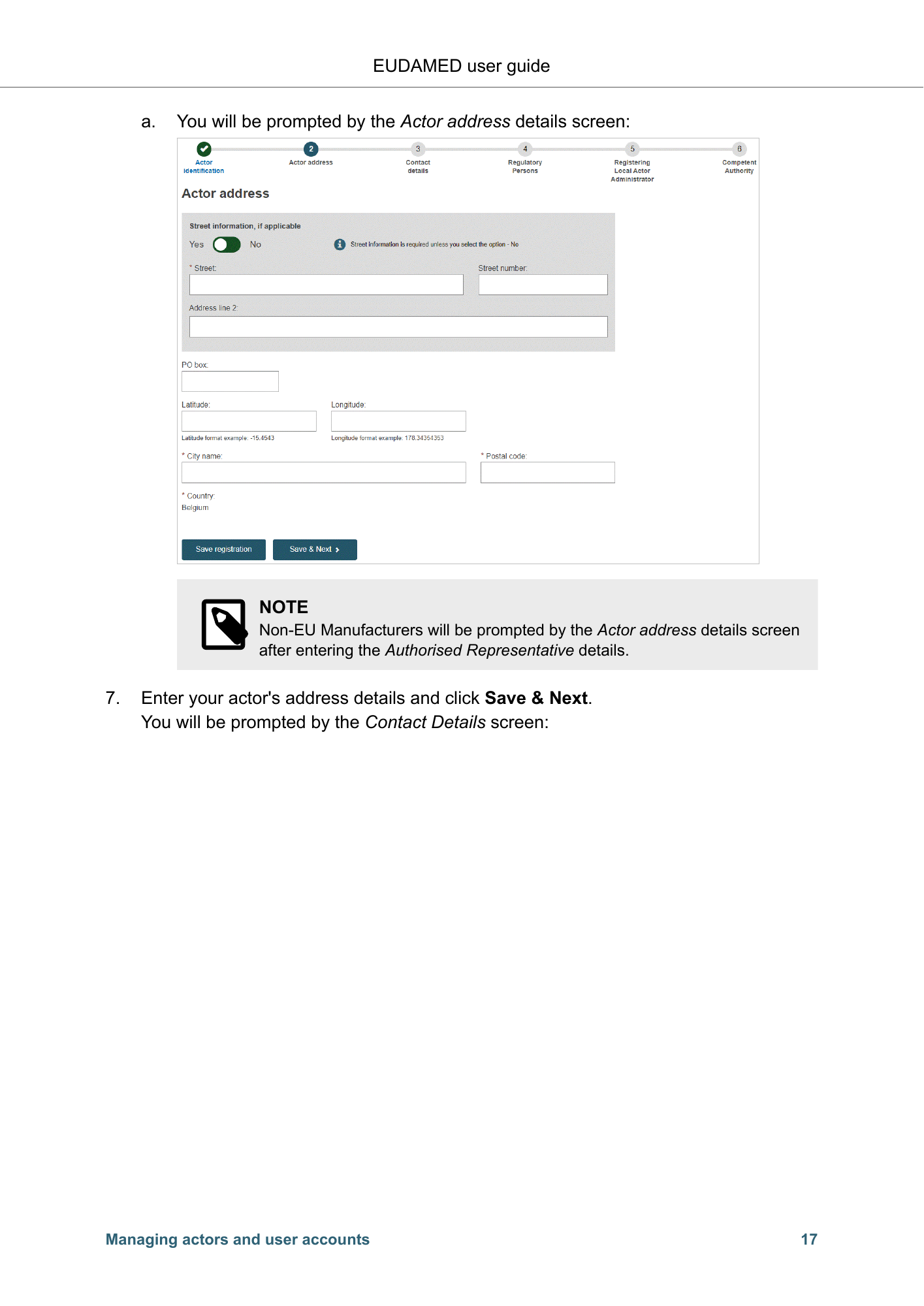 EUDAMED user guide — Production v2.27.0 (2026) — original physical PDF page 20; complete page layout, tables, screenshots and footnotes retained.