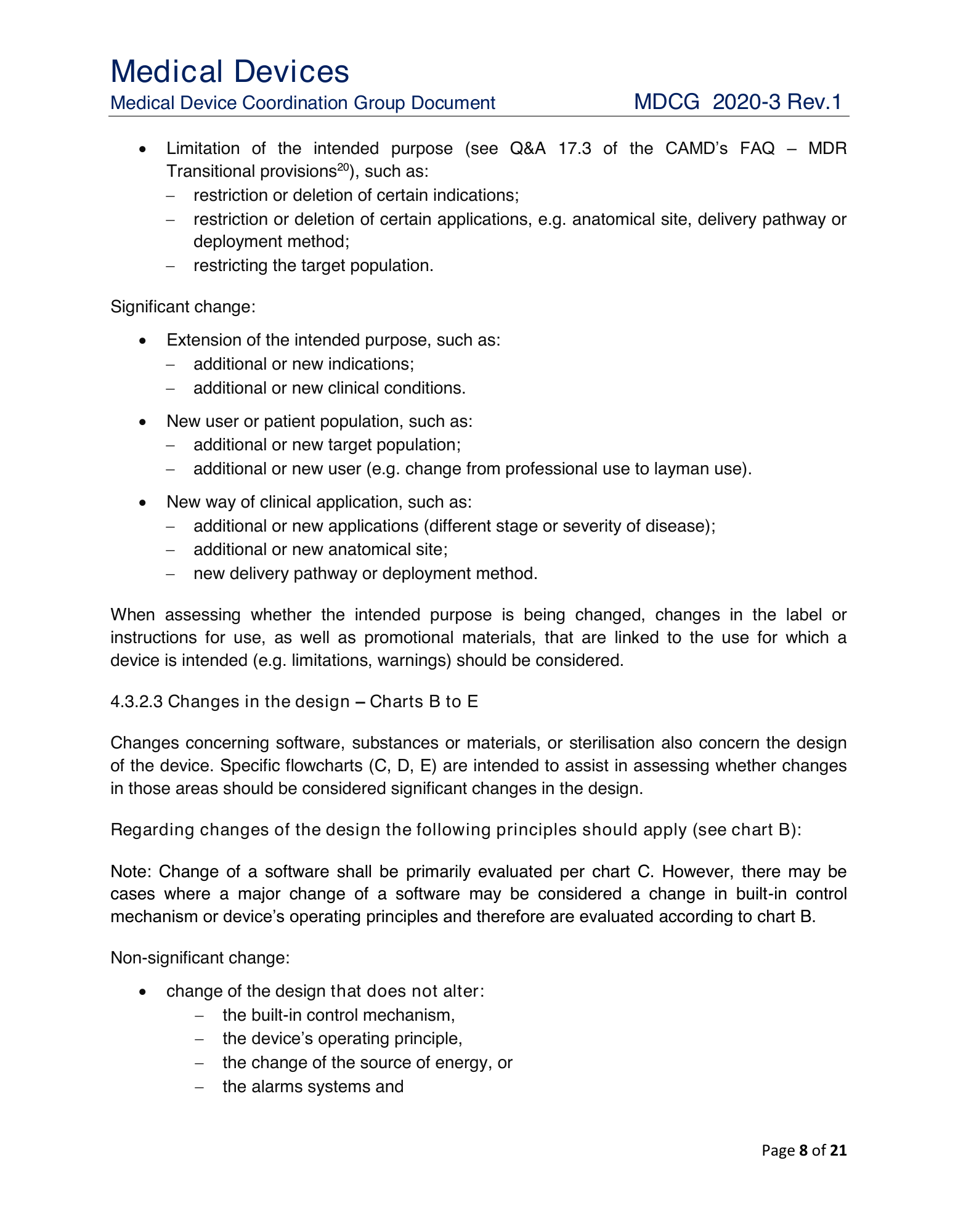 MDCG 2020-3 Rev.1 — original physical PDF page 8; complete page layout, tables, screenshots and footnotes retained.