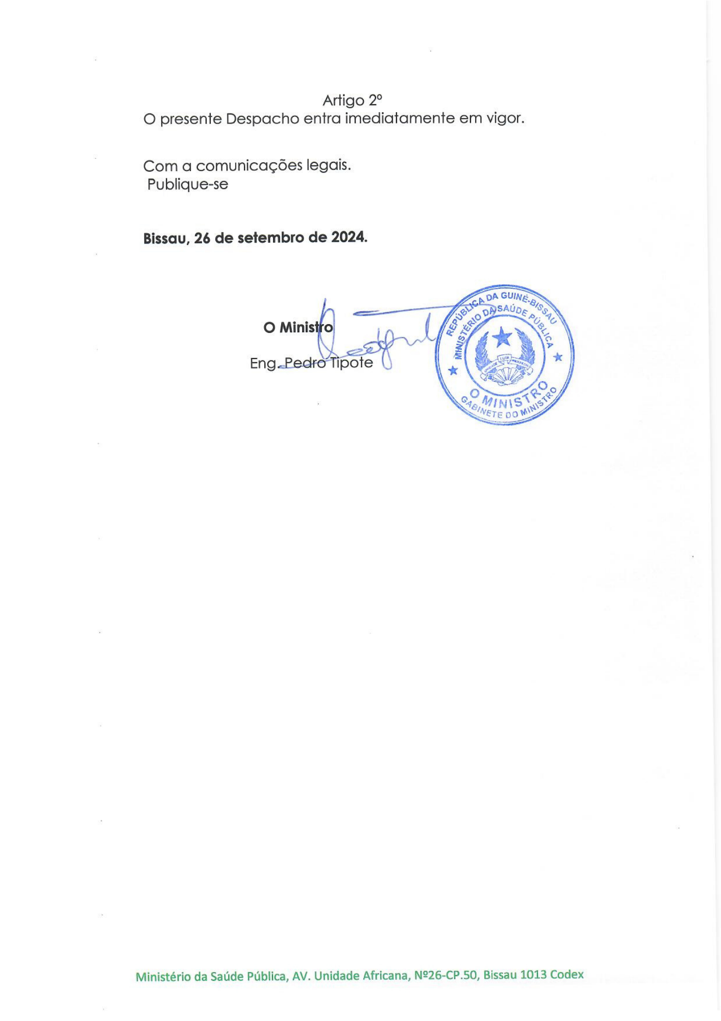 Despacho n.º 14/GMSP/2024, de 26 de setembro de 2024 — official PDF page 3; original table columns, symbols and diagram connections