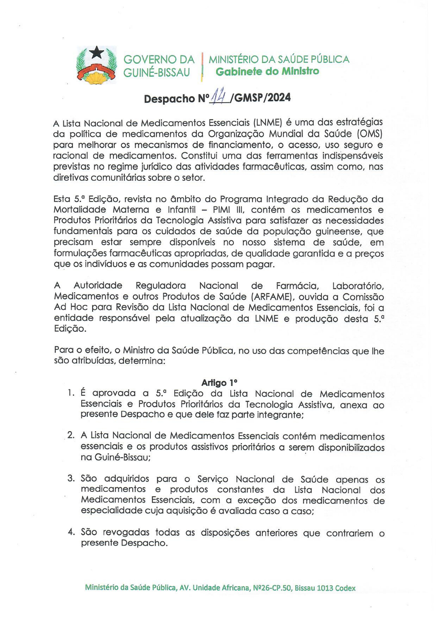 Despacho n.º 14/GMSP/2024, de 26 de setembro de 2024 — official PDF page 2; original table columns, symbols and diagram connections