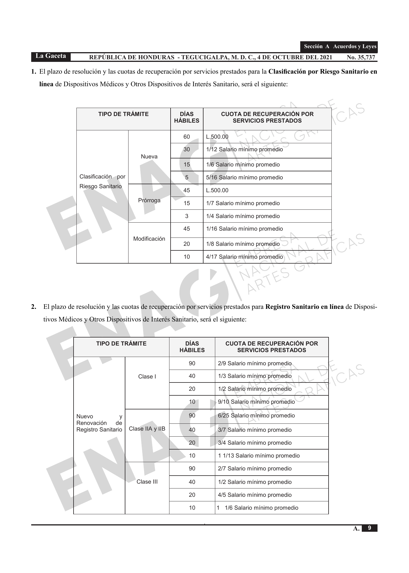 Acuerdo 31-2021 — official PDF page 6; original table columns, symbols and diagram connections