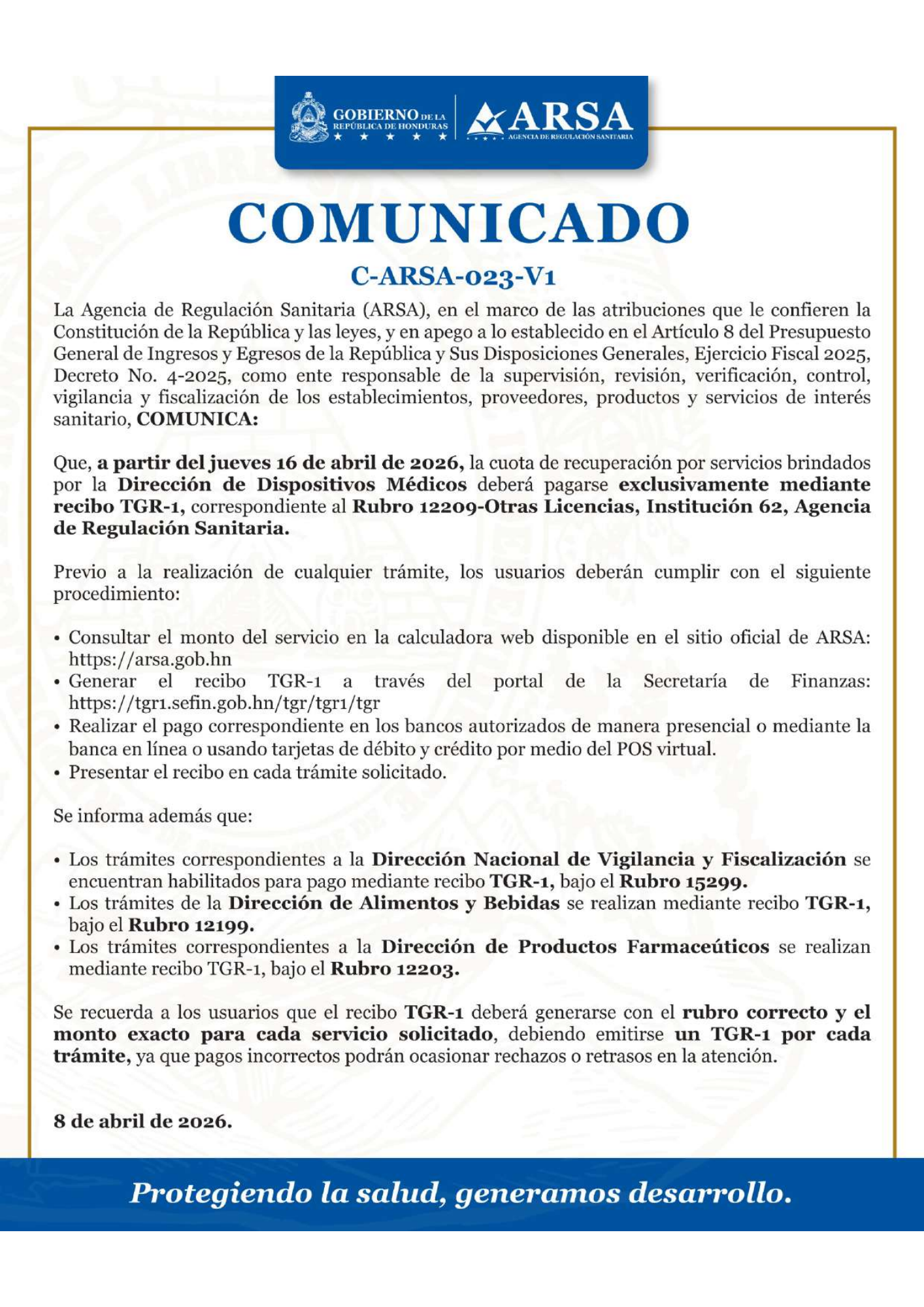C-ARSA-023-V1 — official PDF page 1; original table columns, symbols and diagram connections