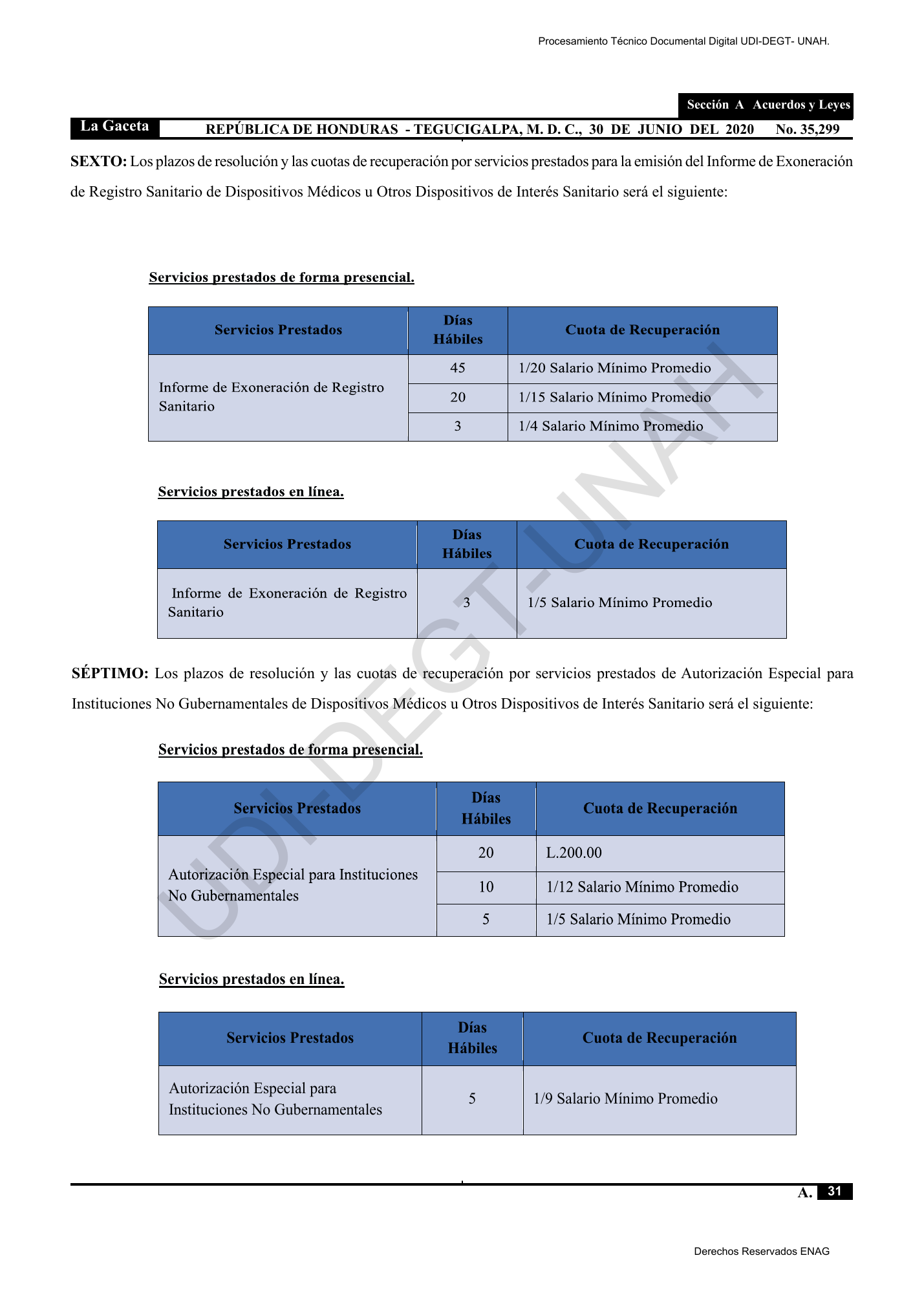 Acuerdo 012-2020 — official PDF page 8; original table columns, symbols and diagram connections