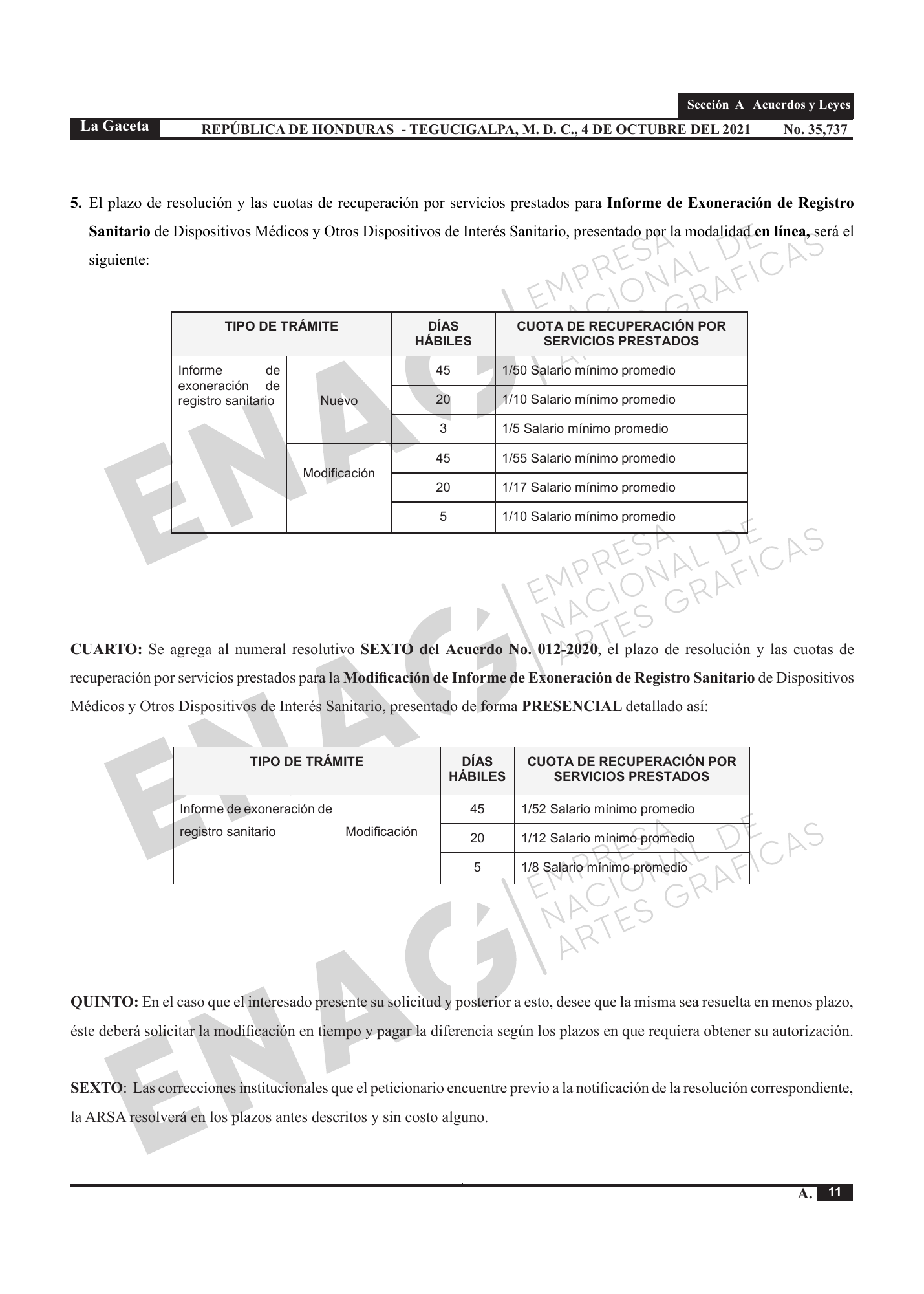 Acuerdo 31-2021 — official PDF page 8; original table columns, symbols and diagram connections