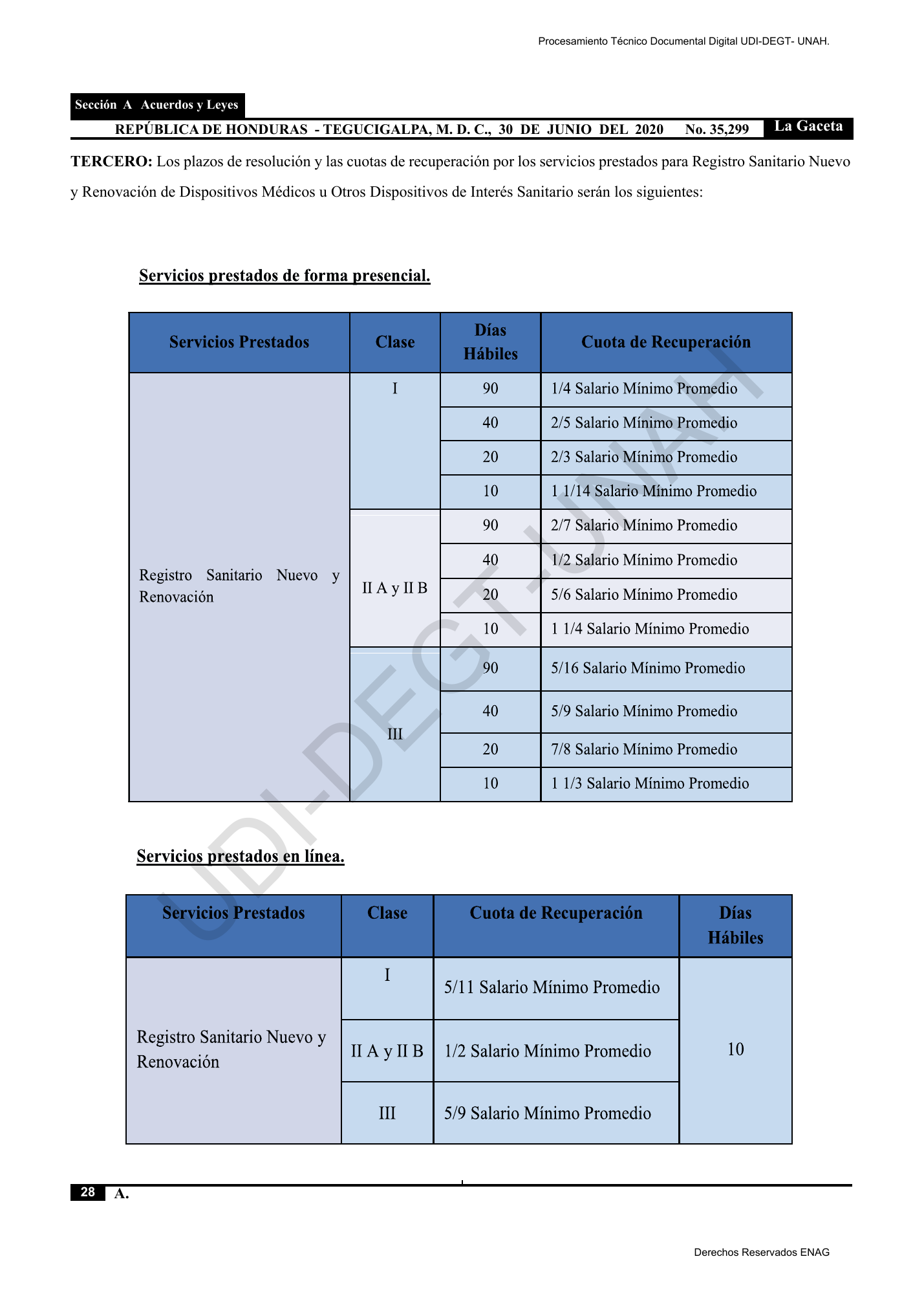 Acuerdo 012-2020 — official PDF page 5; original table columns, symbols and diagram connections