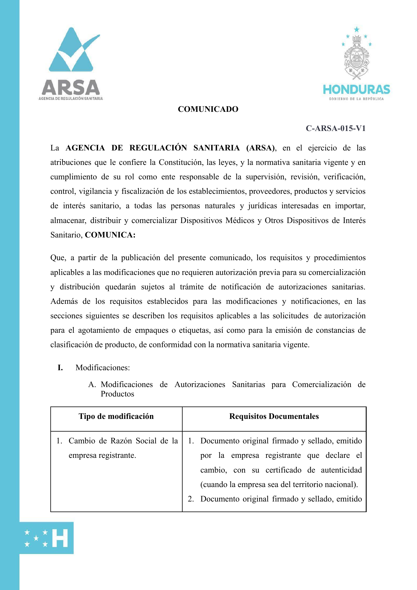 C-ARSA-015-V1 — official PDF page 1; original table columns, symbols and diagram connections