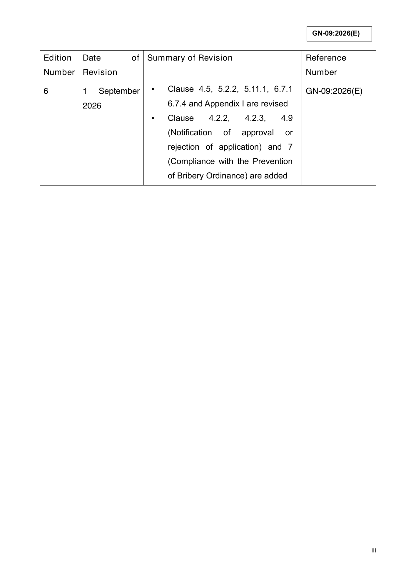 GN-09:2026(E) (Ed. 6) — official PDF page 3; original table columns, symbols and diagram connections
