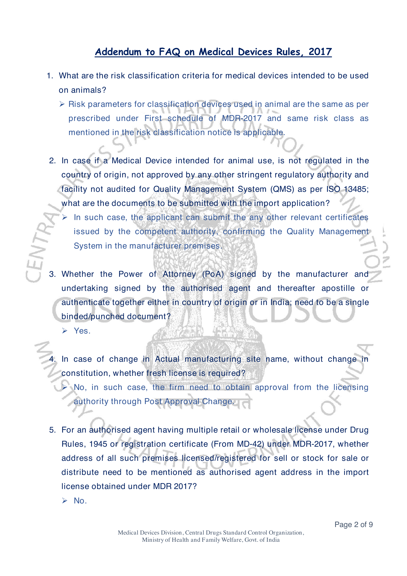 Frequently Asked Questions on Medical Devices Rules 2017 — official portal compilation — official PDF physical page 52