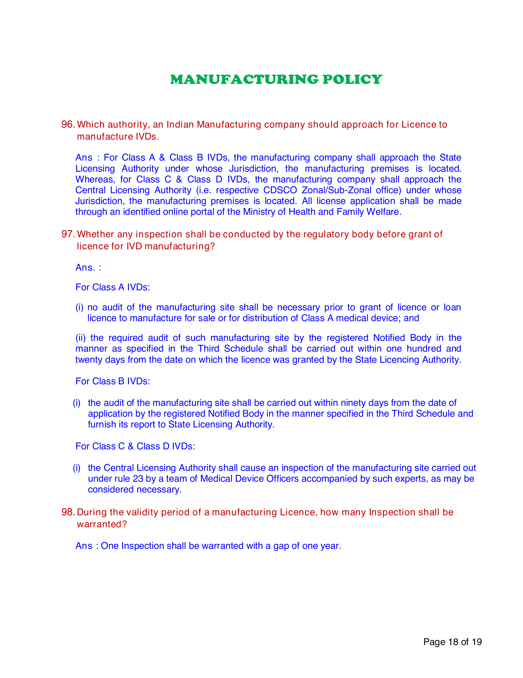 CDSCO/IVD/FAQ/03/2022 — complete original official PDF page 18; source page image governs.