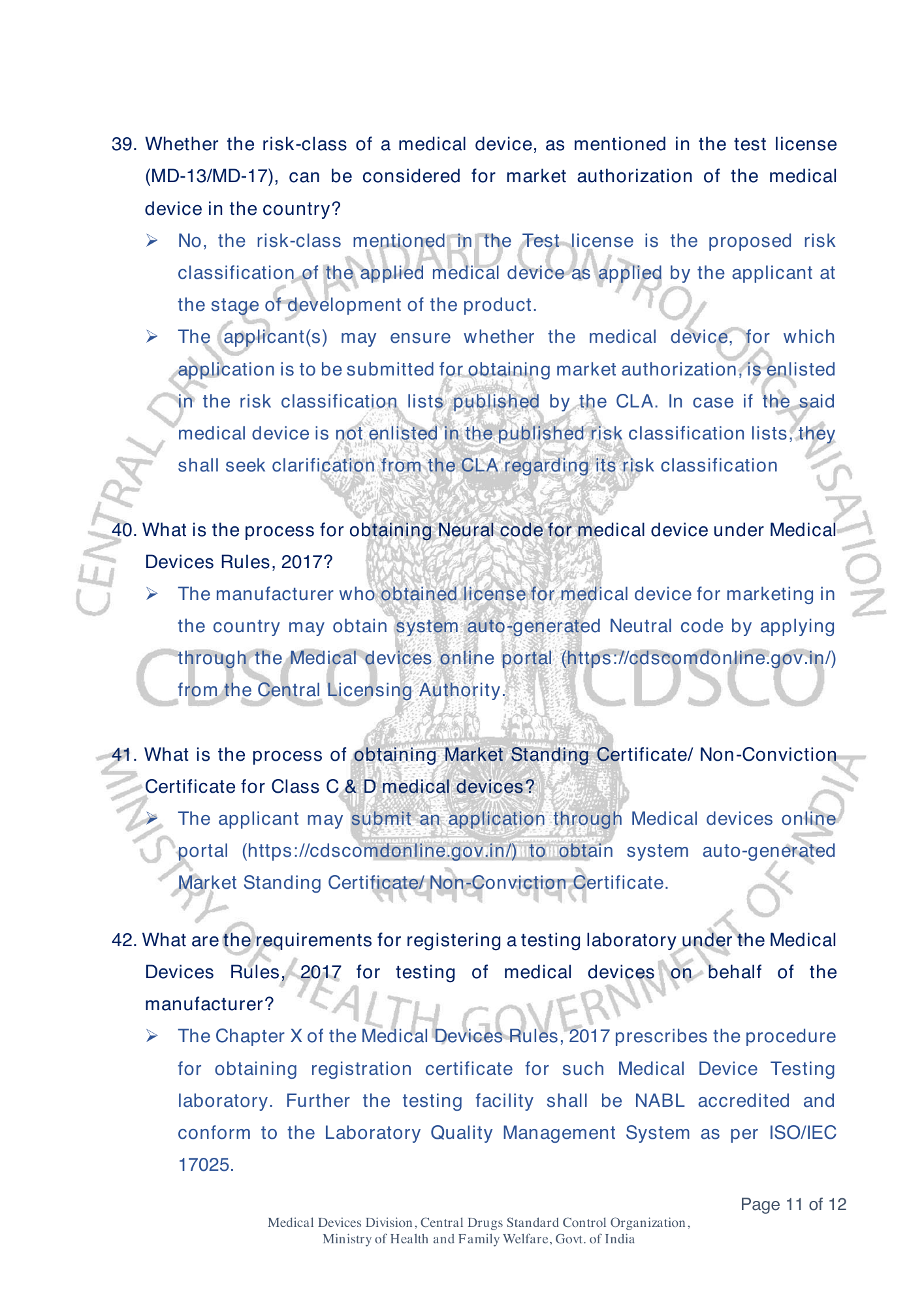 Frequently Asked Questions on Medical Devices Rules 2017 — official portal compilation — official PDF physical page 49