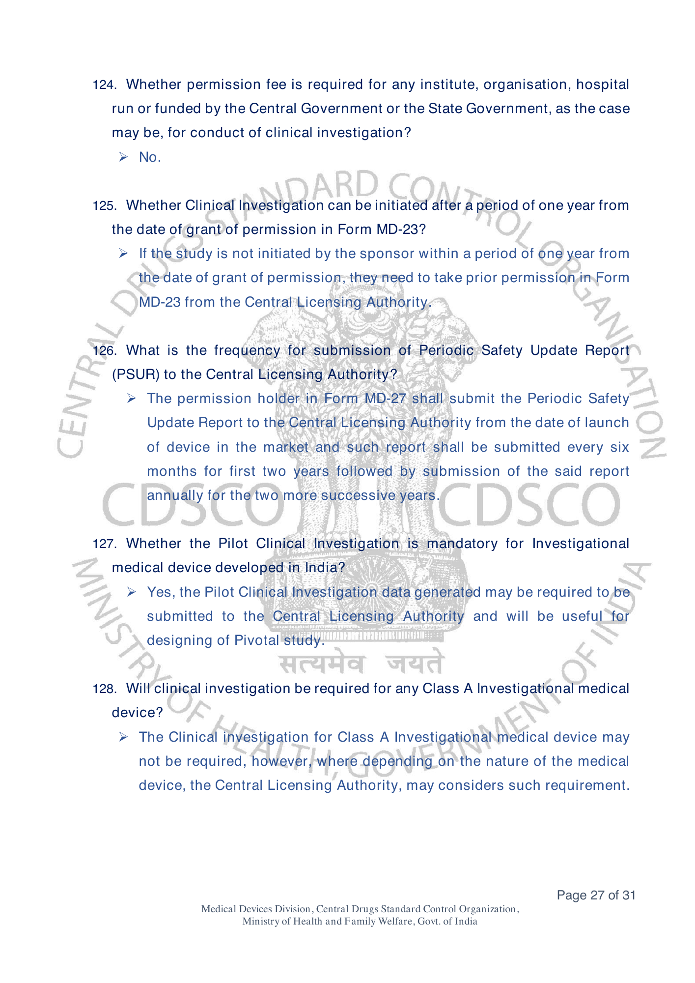 Frequently Asked Questions on Medical Devices Rules 2017 — official portal compilation — official PDF physical page 27