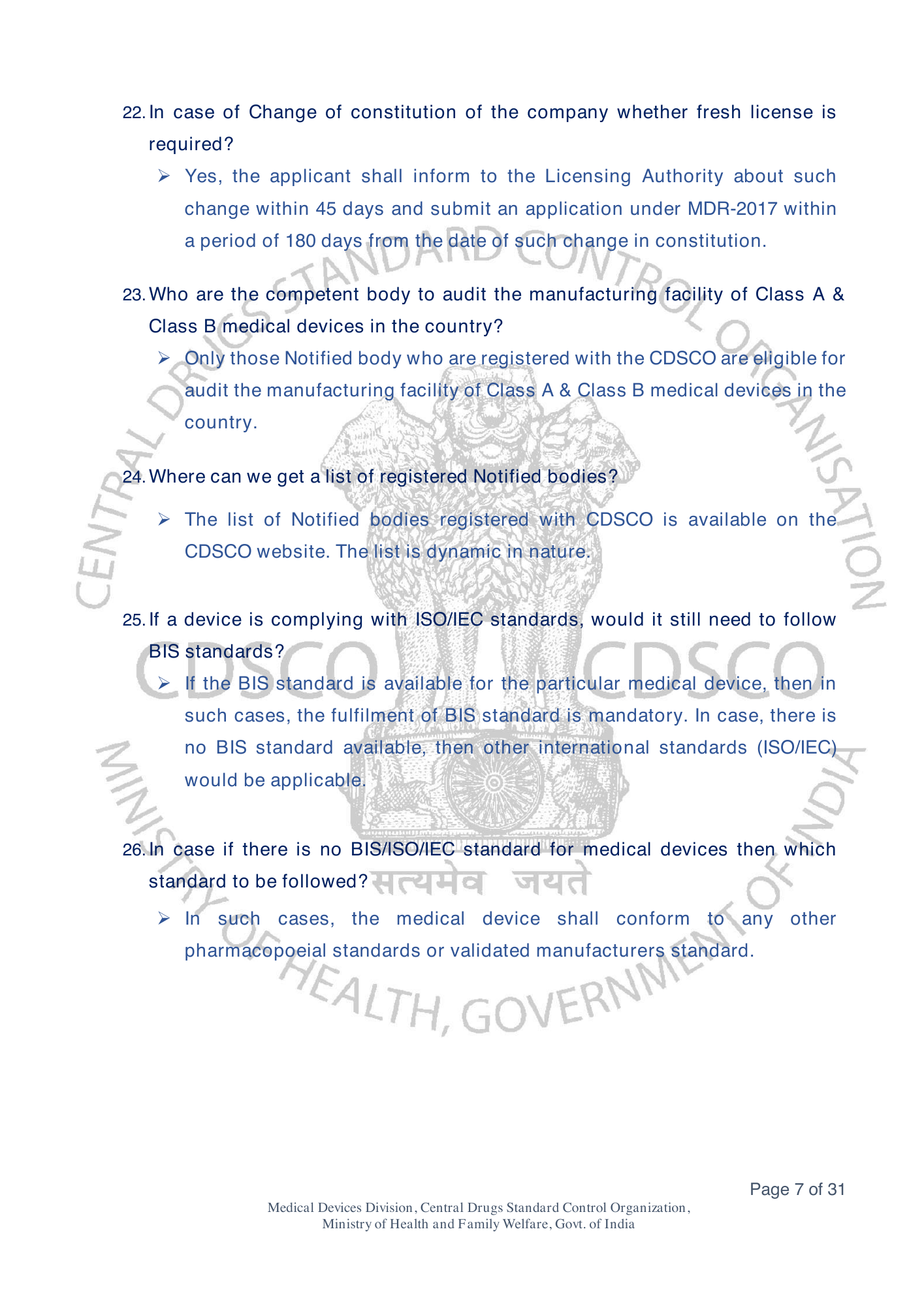 Frequently Asked Questions on Medical Devices Rules 2017 — official portal compilation — official PDF physical page 7