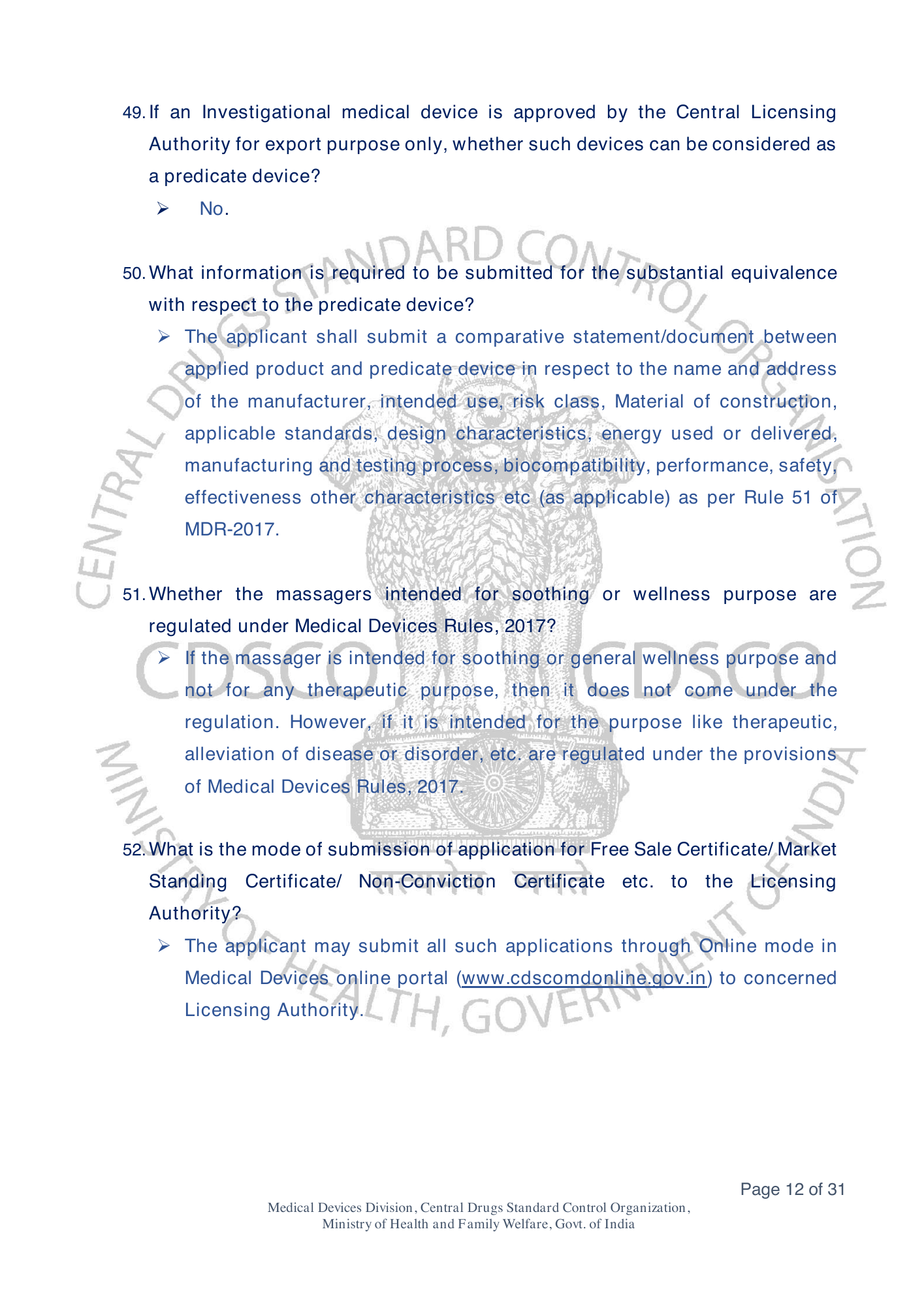 Frequently Asked Questions on Medical Devices Rules 2017 — official portal compilation — official PDF physical page 12
