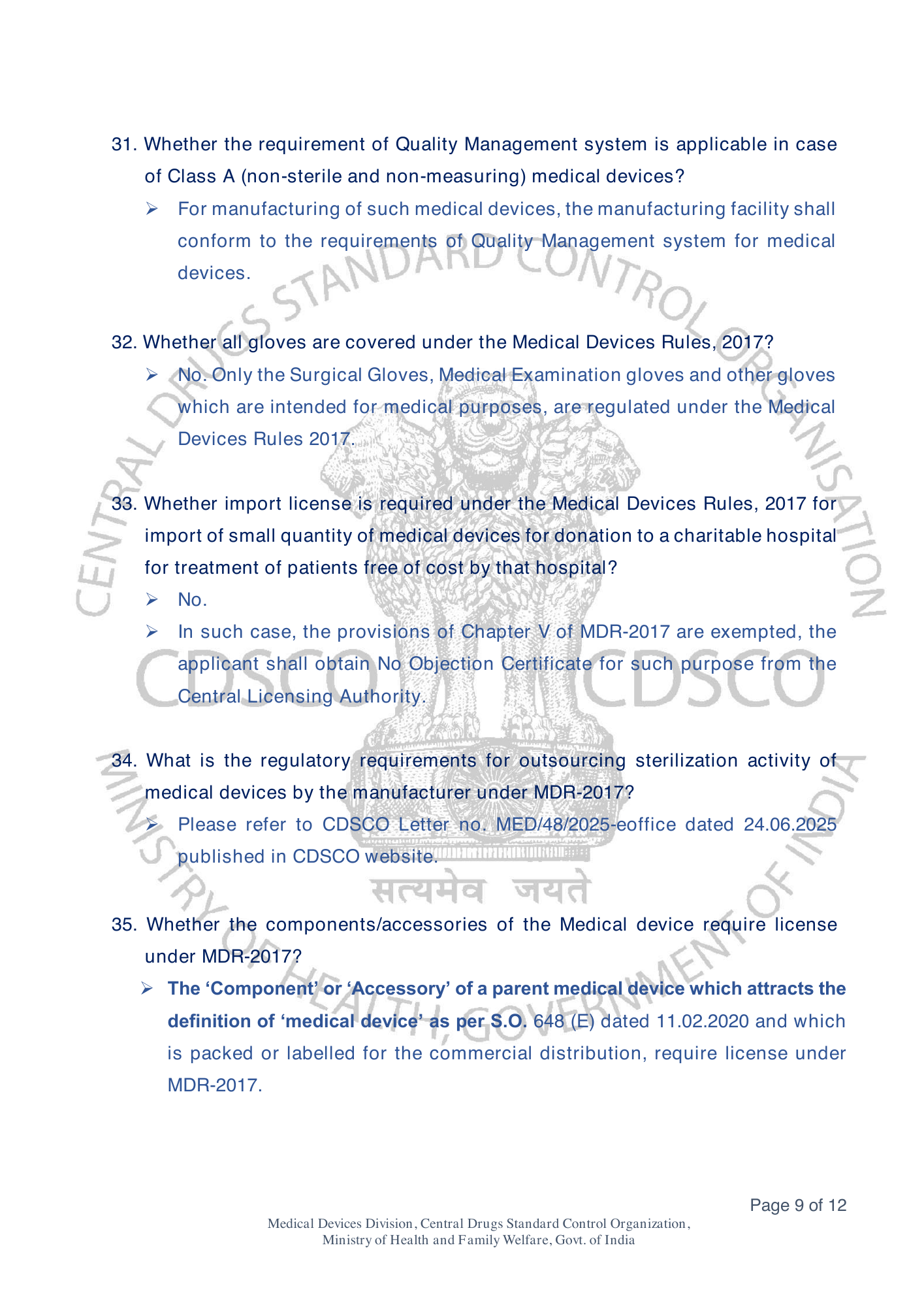 Frequently Asked Questions on Medical Devices Rules 2017 — official portal compilation — official PDF physical page 47