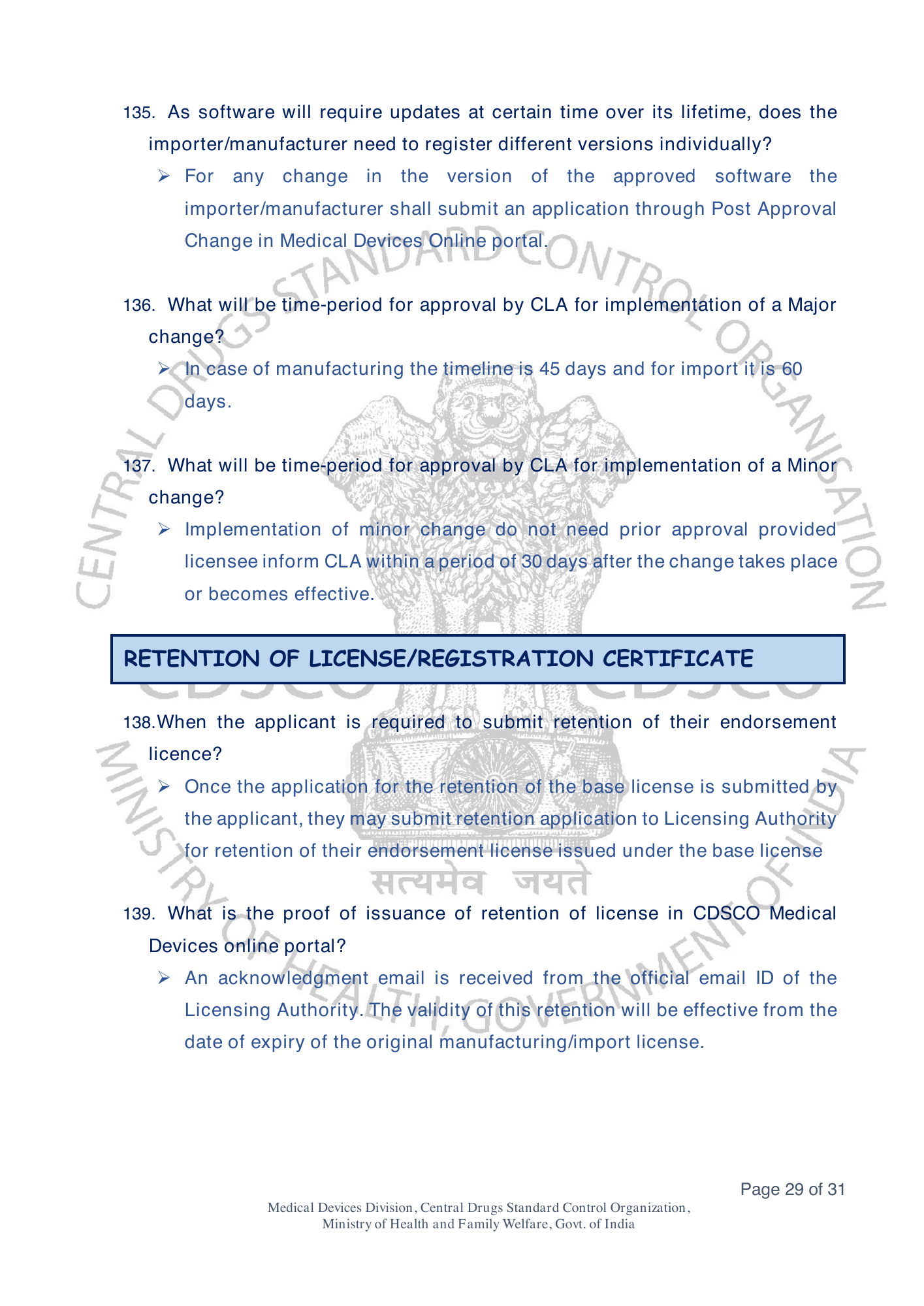 Frequently Asked Questions on Medical Devices Rules 2017 — official portal compilation — official PDF physical page 29