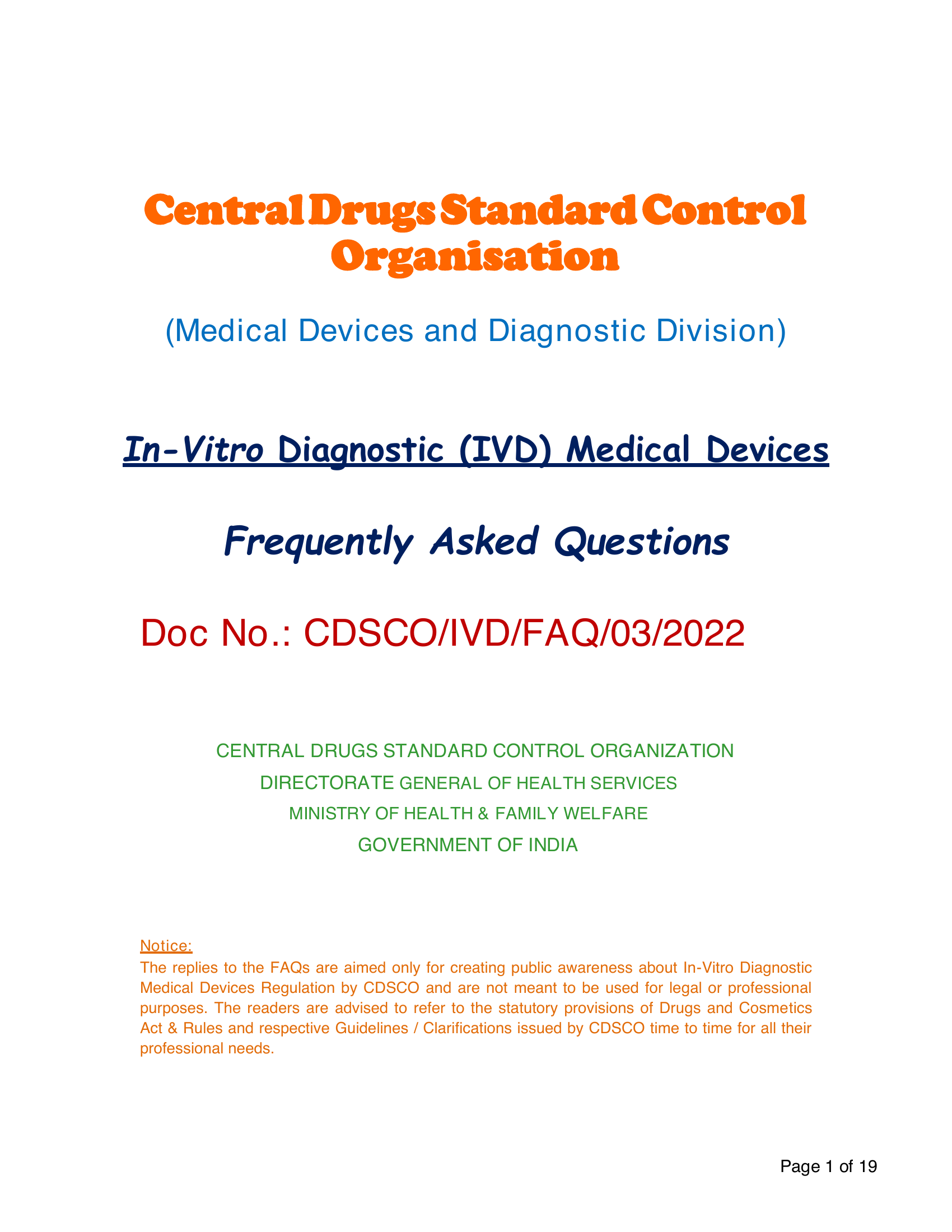 CDSCO/IVD/FAQ/03/2022 — complete original official PDF page 1; source page image governs.