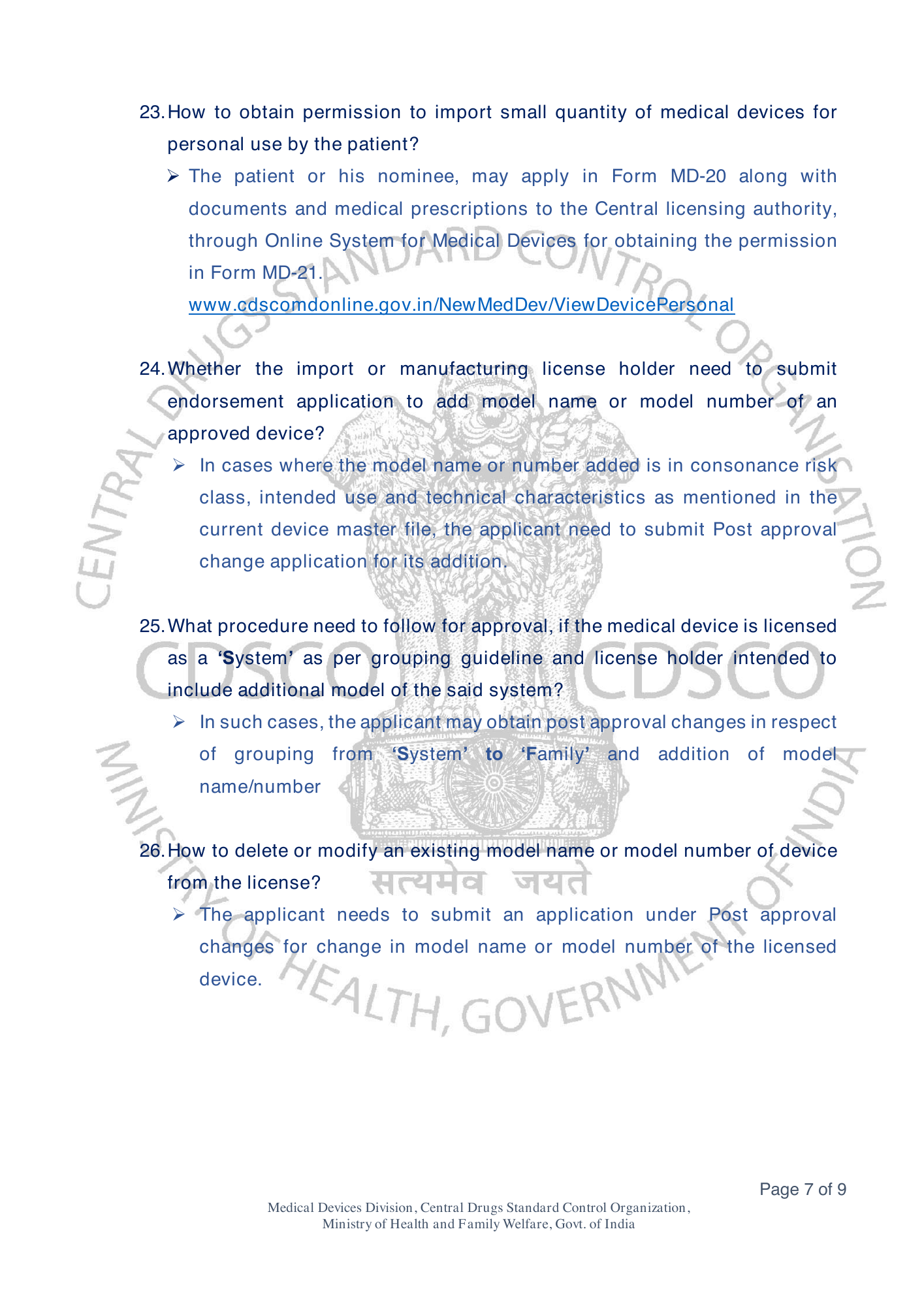 Frequently Asked Questions on Medical Devices Rules 2017 — official portal compilation — official PDF physical page 57