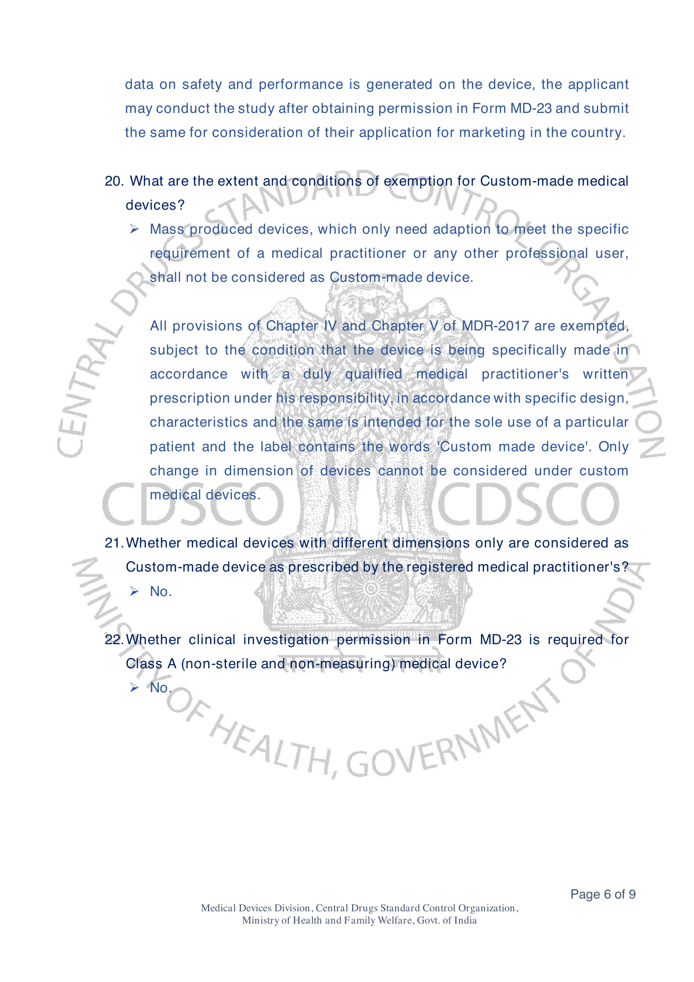 Frequently Asked Questions on Medical Devices Rules 2017 — official portal compilation — official PDF physical page 56