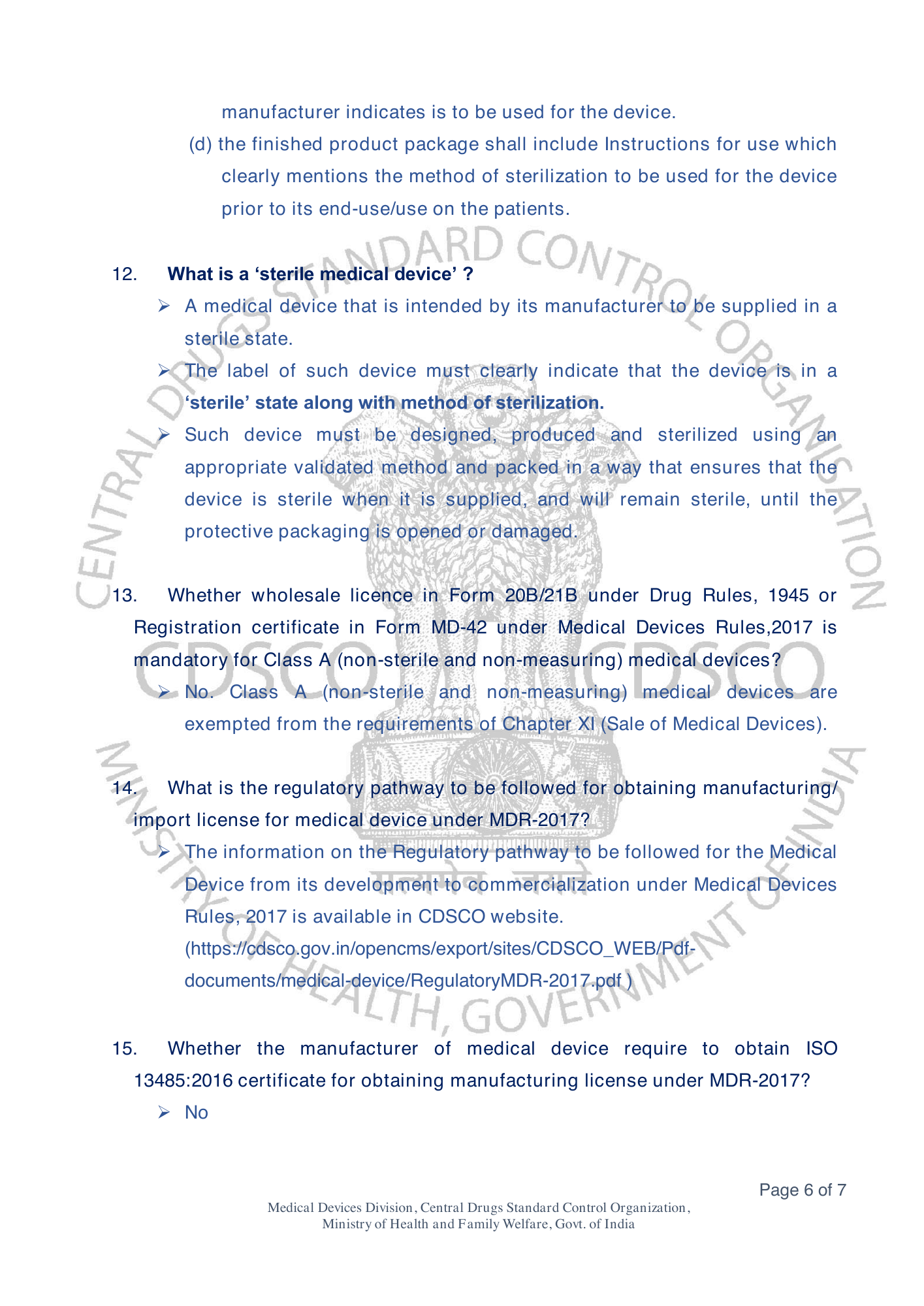Frequently Asked Questions on Medical Devices Rules 2017 — official portal compilation — official PDF physical page 37
