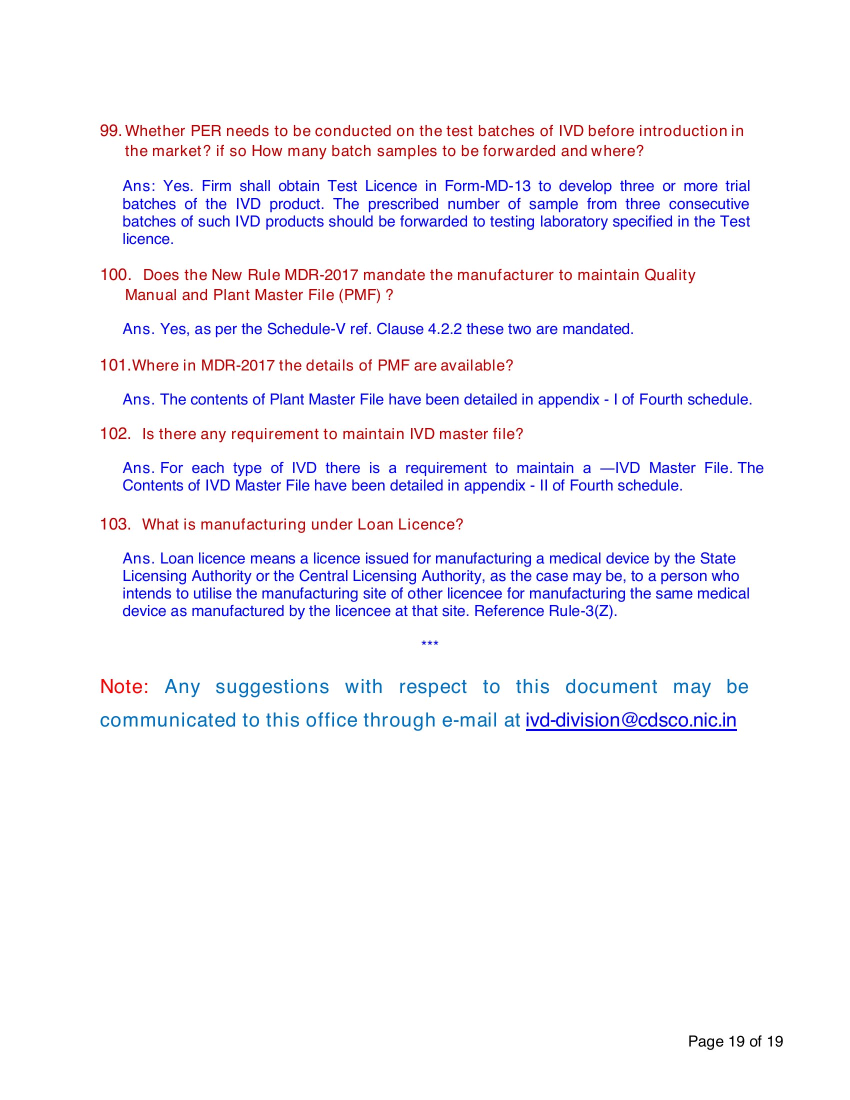 CDSCO/IVD/FAQ/03/2022 — complete original official PDF page 19; source page image governs.