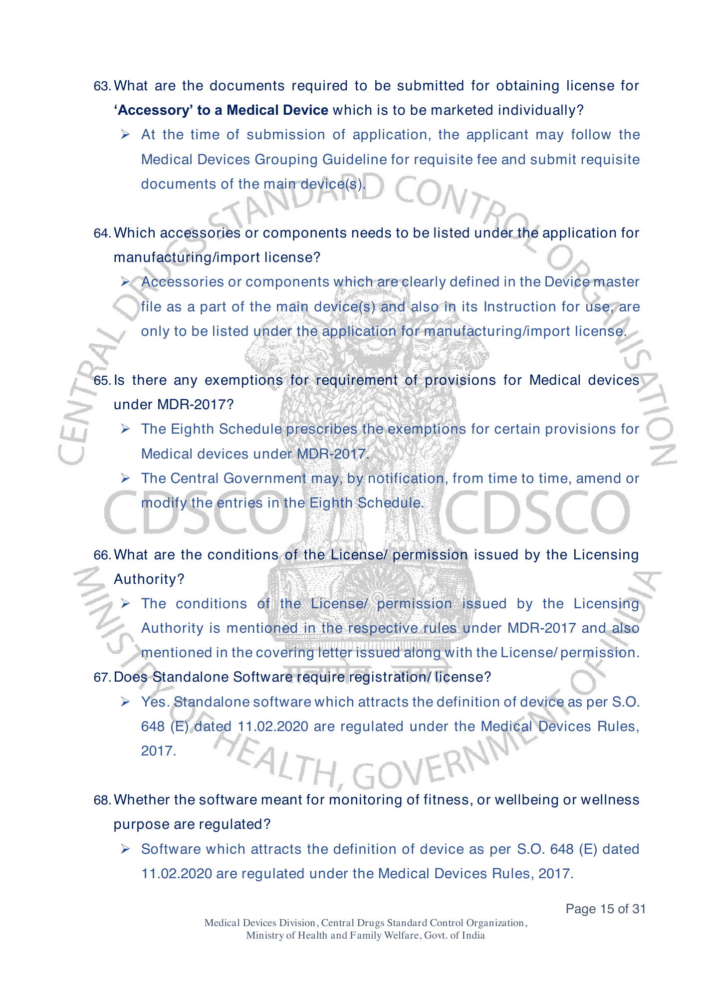 Frequently Asked Questions on Medical Devices Rules 2017 — official portal compilation — official PDF physical page 15