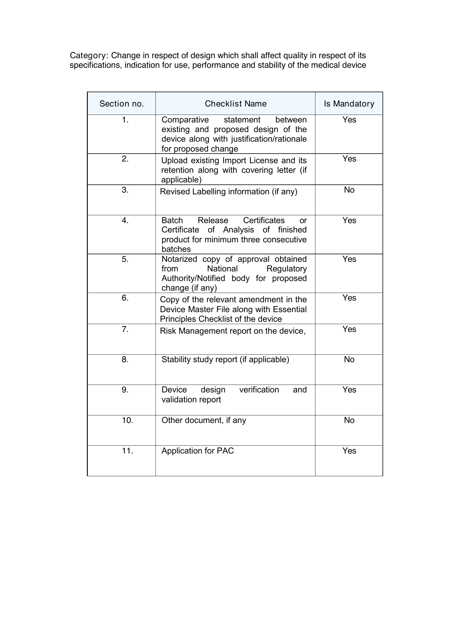 CDSCO PAC Import MD-14 checklist — complete original official PDF page 9; source image governs.
