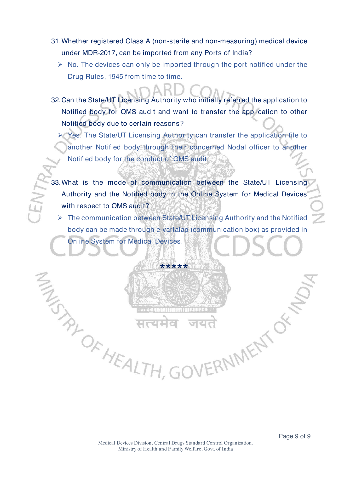 Frequently Asked Questions on Medical Devices Rules 2017 — official portal compilation — official PDF physical page 59