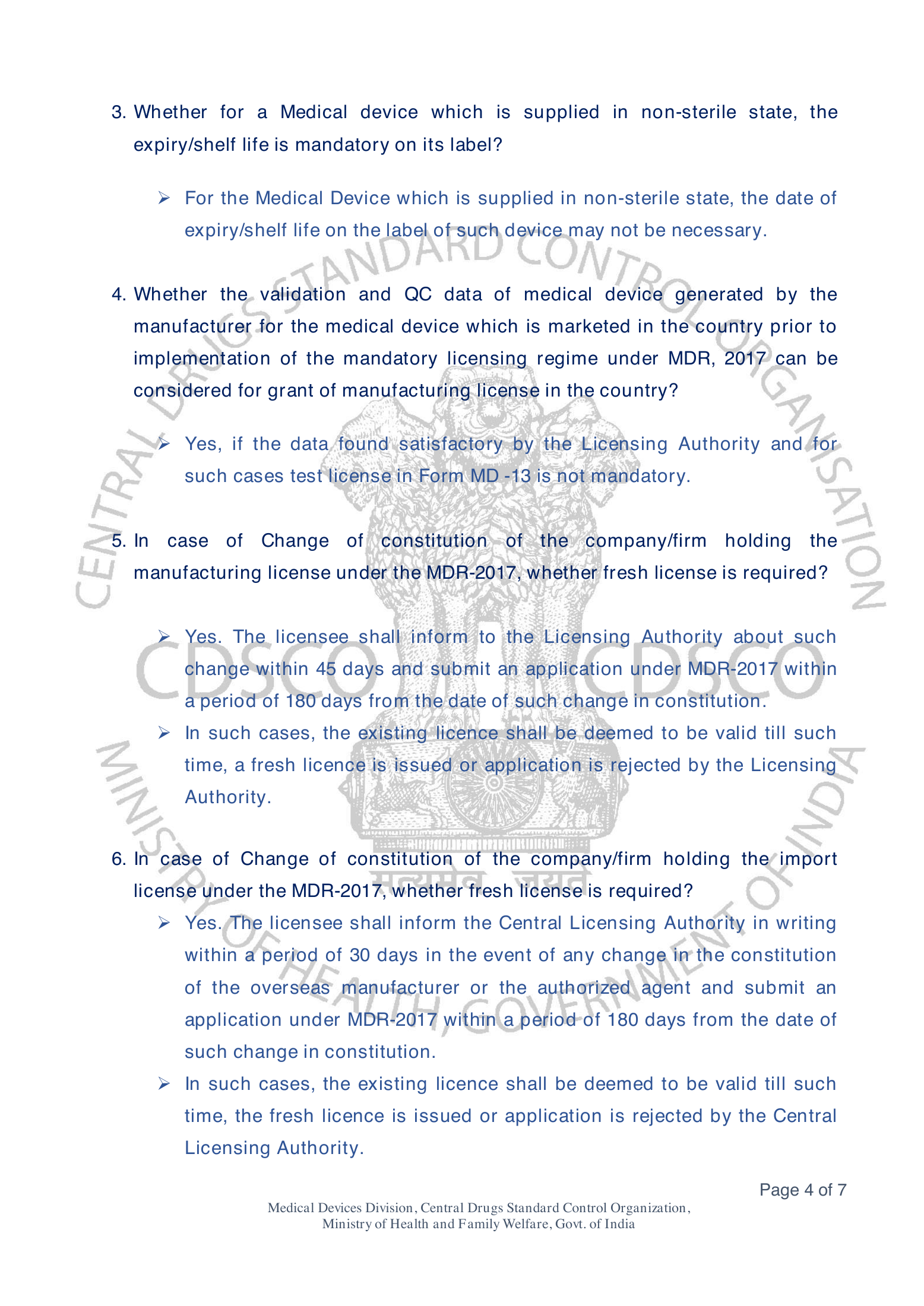 CDSCO/FAQ/MD/01/2024 — Addendum 01 — complete original official PDF page 4; source image governs.