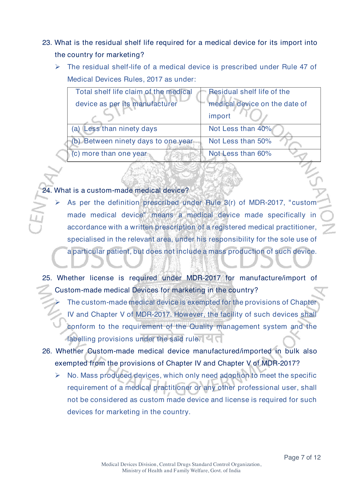 Frequently Asked Questions on Medical Devices Rules 2017 — official portal compilation — official PDF physical page 45
