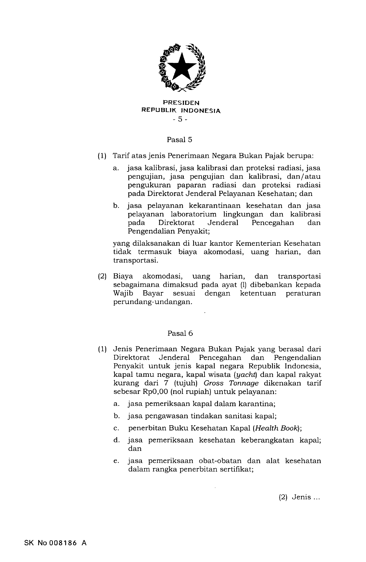 PP No. 64 Tahun 2019 — original complete physical PDF page 5; original image governs.