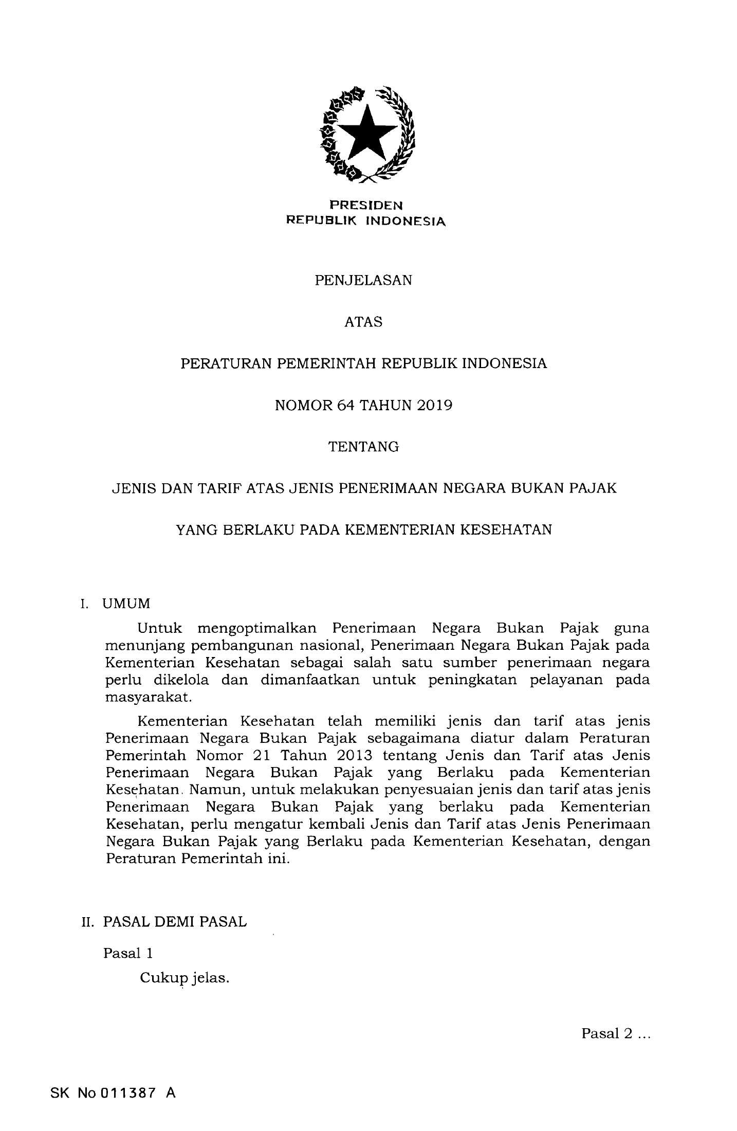 PP No. 64 Tahun 2019 — original complete physical PDF page 9; original image governs.