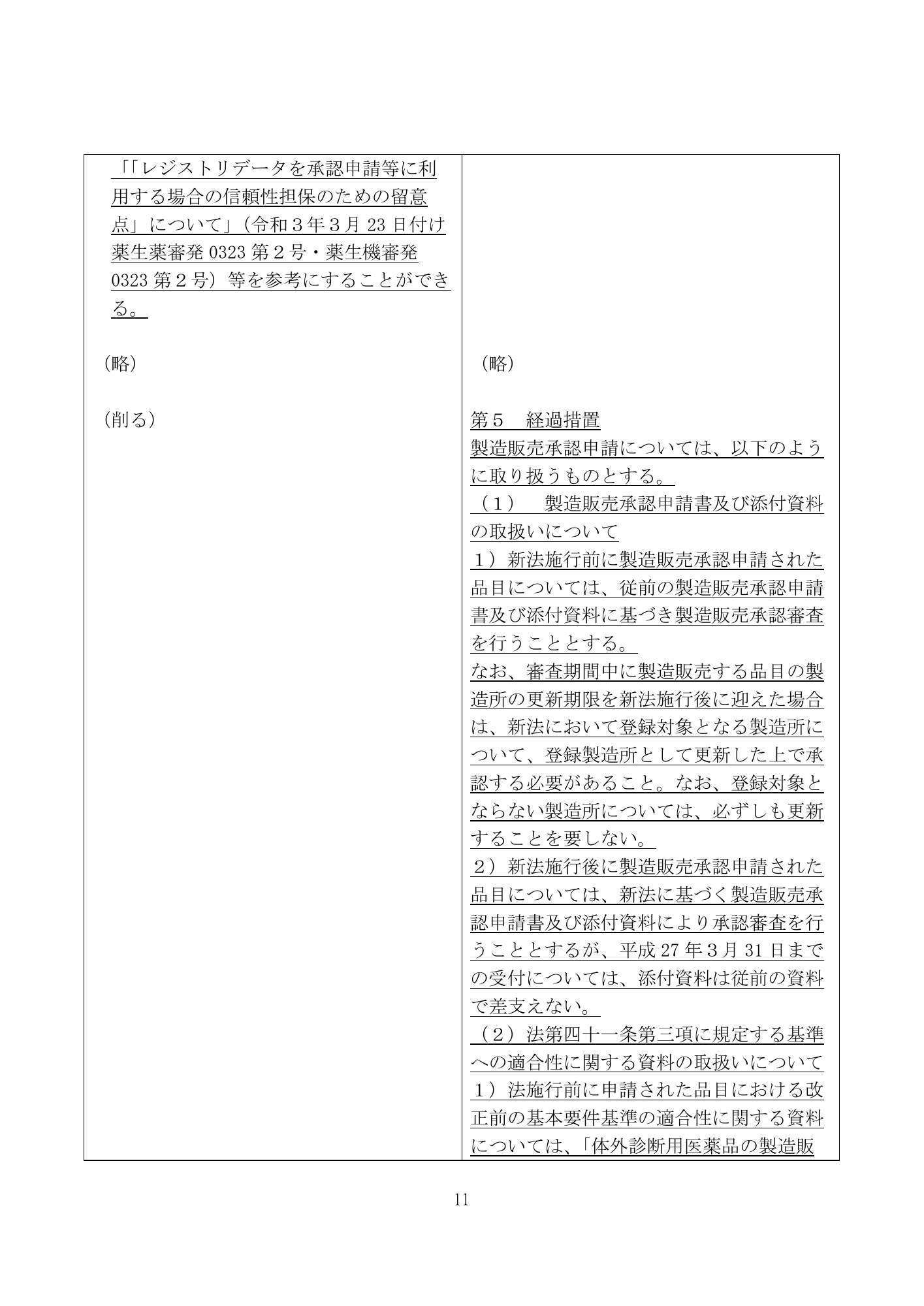 医薬機審発0507第1号 (7 May 2026) — original official PDF page11; original table columns and diagrams retained