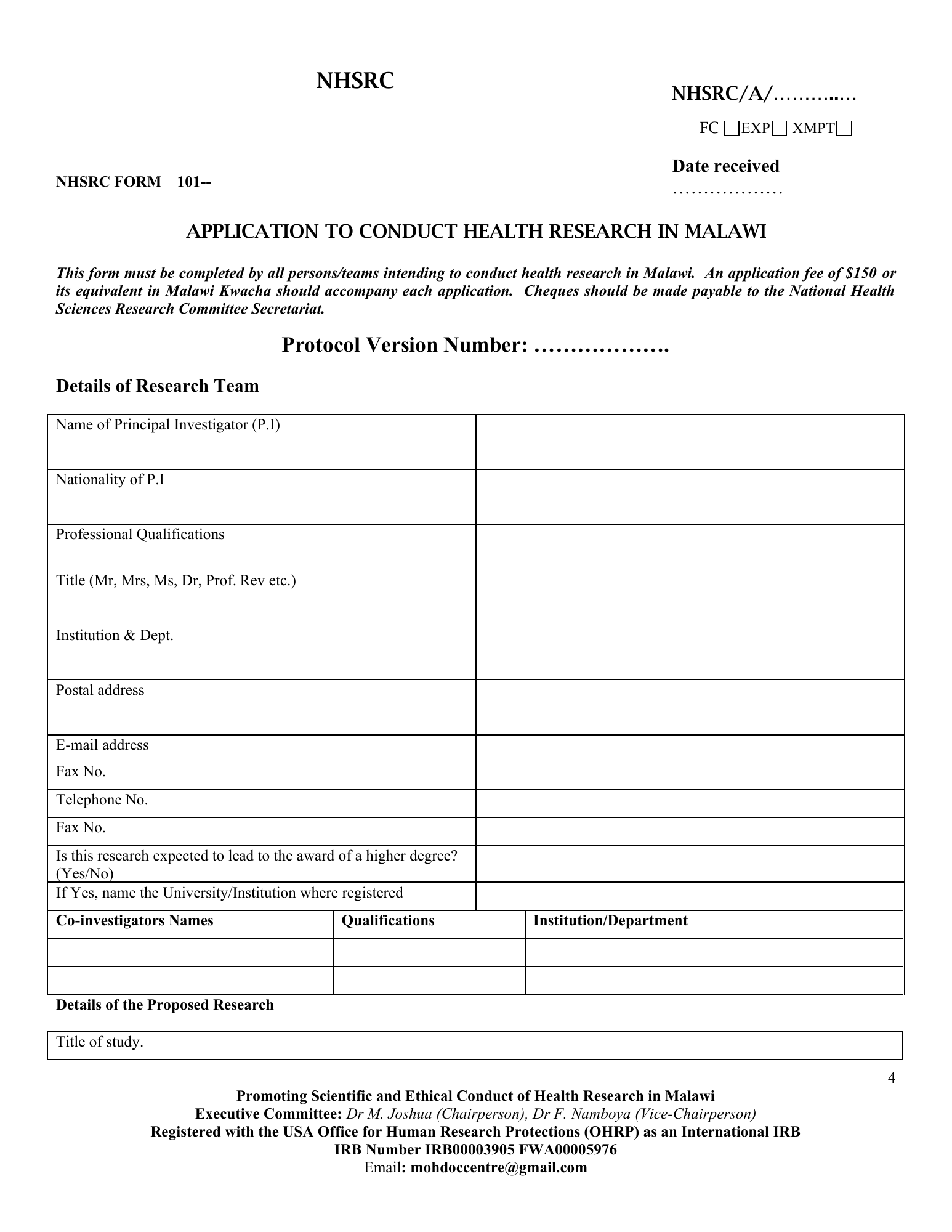 Form 101 — official PDF page 4; original table columns, symbols and diagram connections