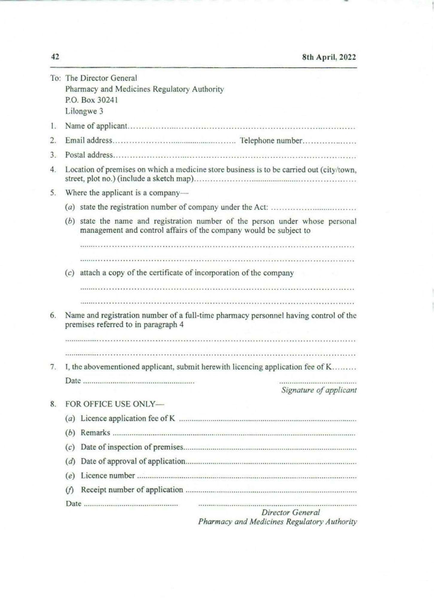 Government Notice 9 of 2022 — official PDF page 26; original table columns, symbols and diagram connections
