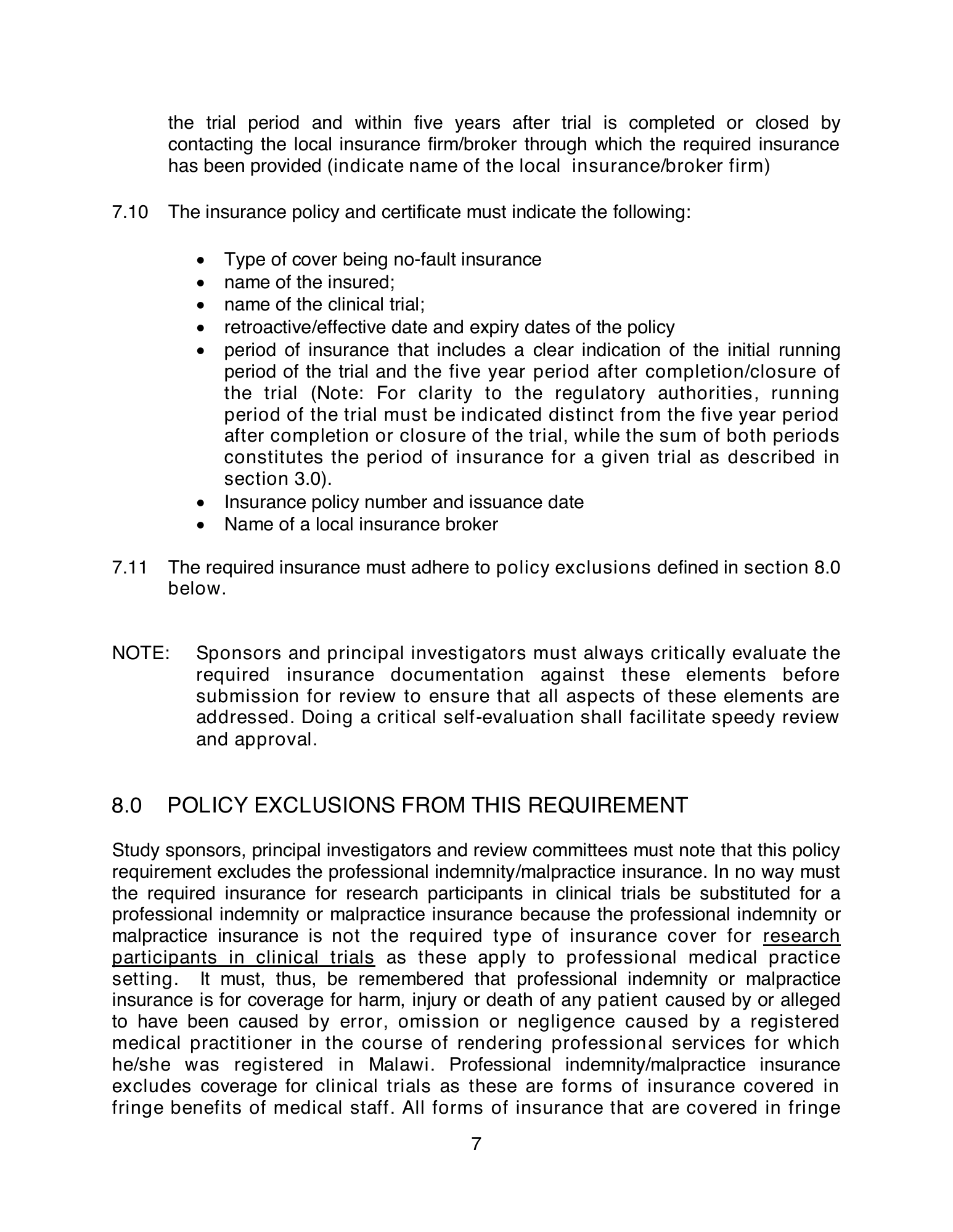 malawi-clinical-trial-insurance-policy-2012 — official PDF page 11; original table columns, symbols and diagram connections
