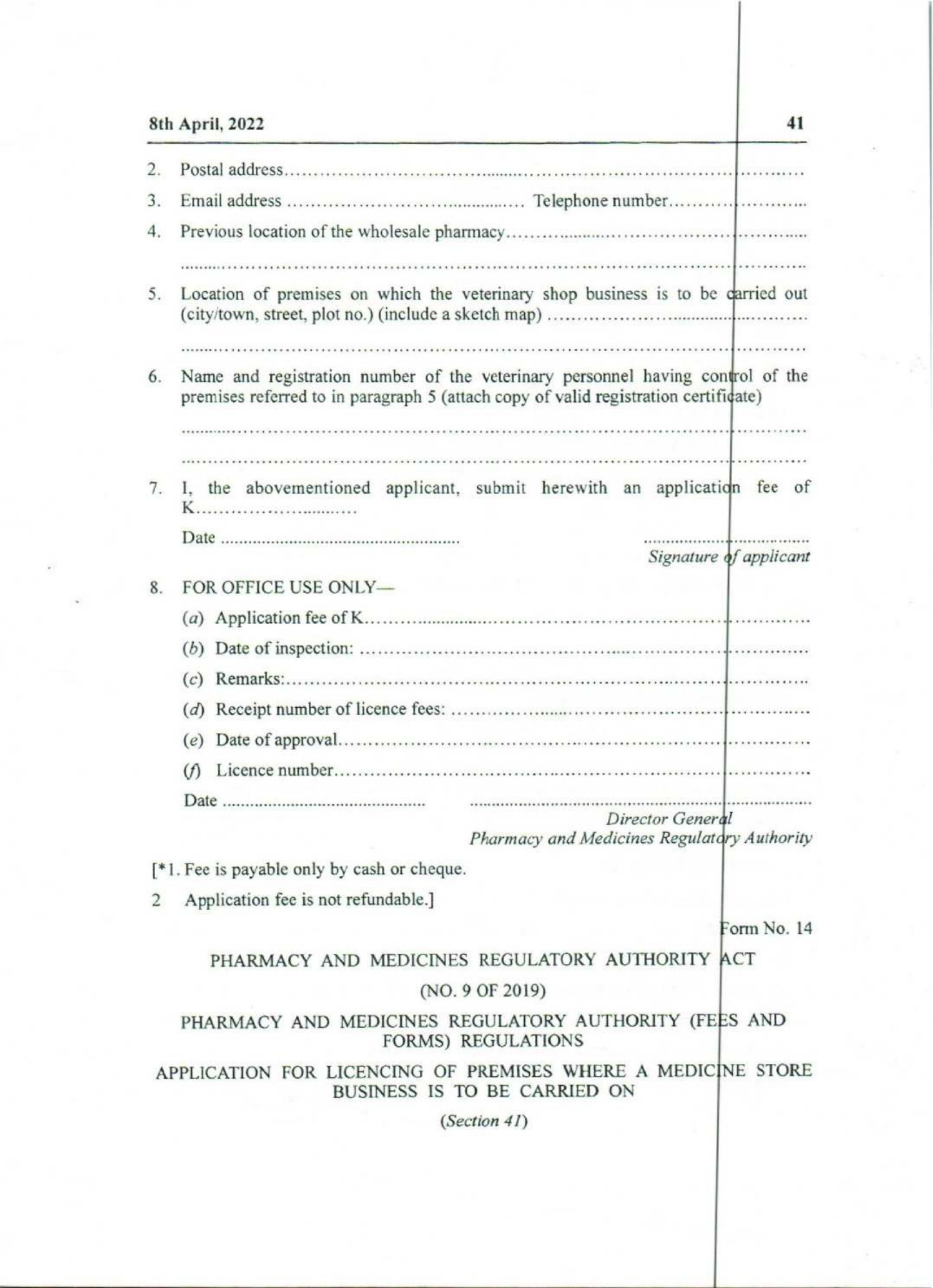 Government Notice 9 of 2022 — official PDF page 25; original table columns, symbols and diagram connections