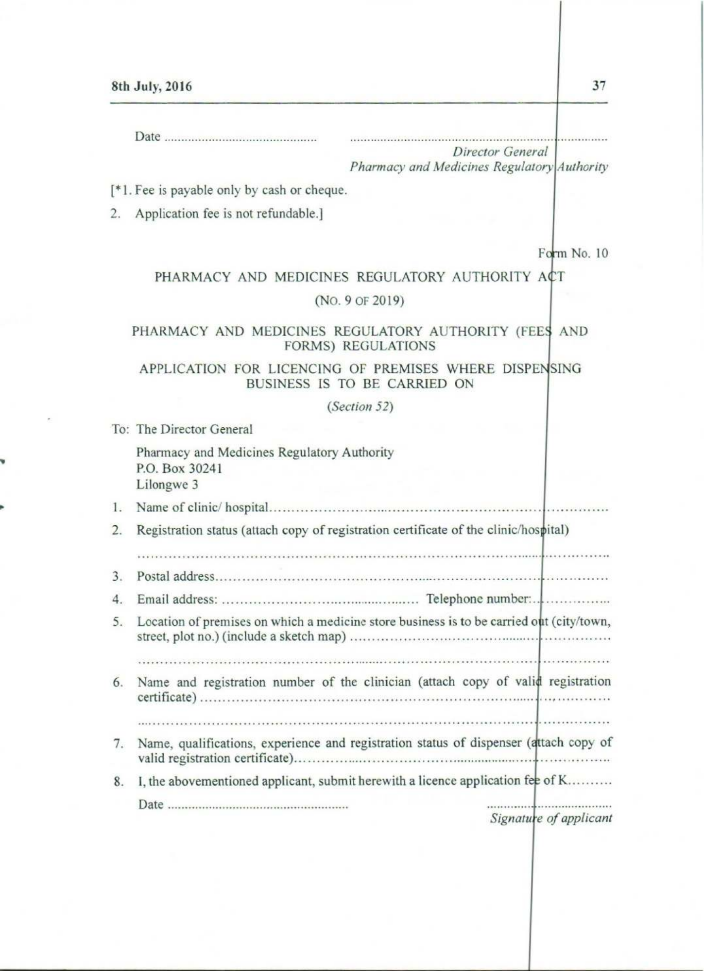 Government Notice 9 of 2022 — official PDF page 21; original table columns, symbols and diagram connections
