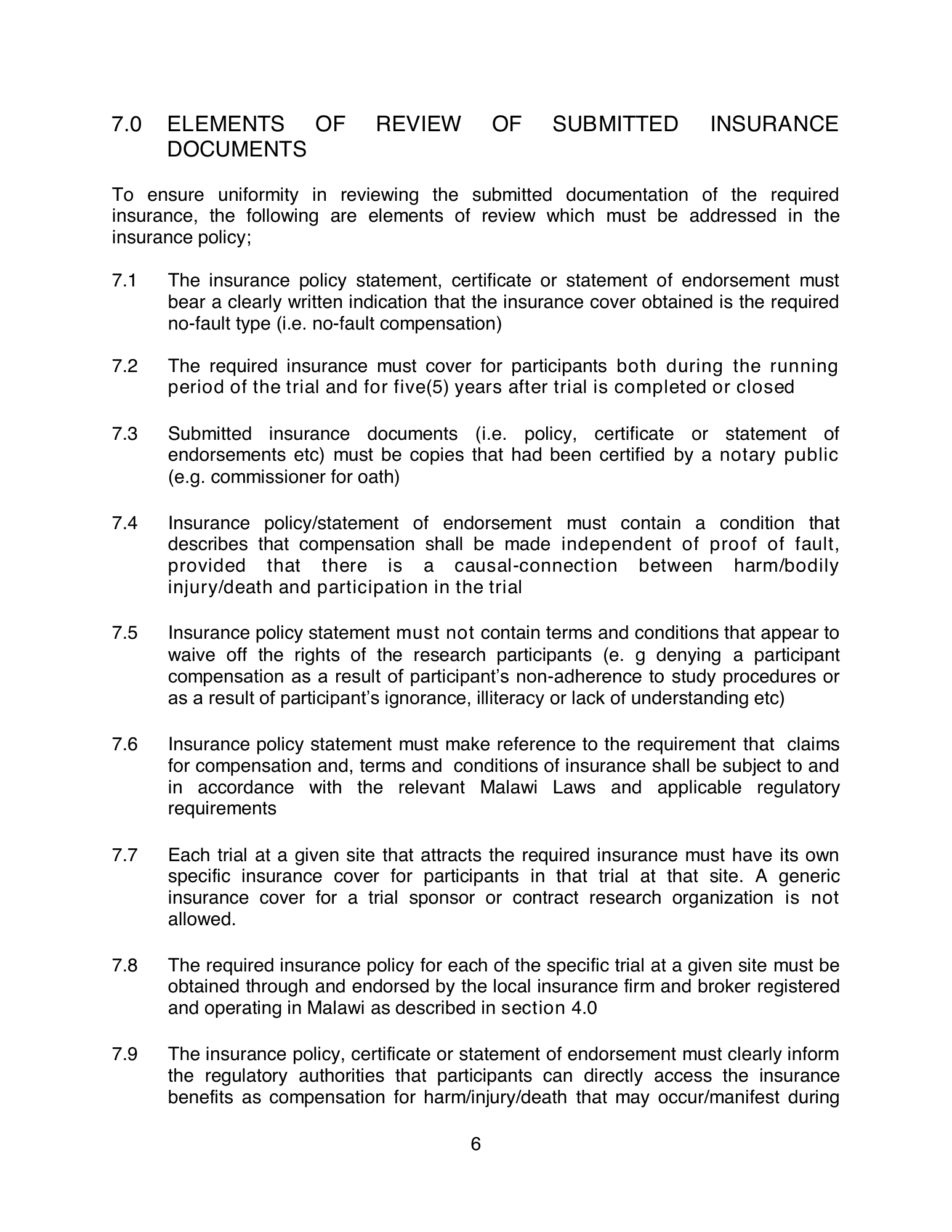 malawi-clinical-trial-insurance-policy-2012 — official PDF page 10; original table columns, symbols and diagram connections