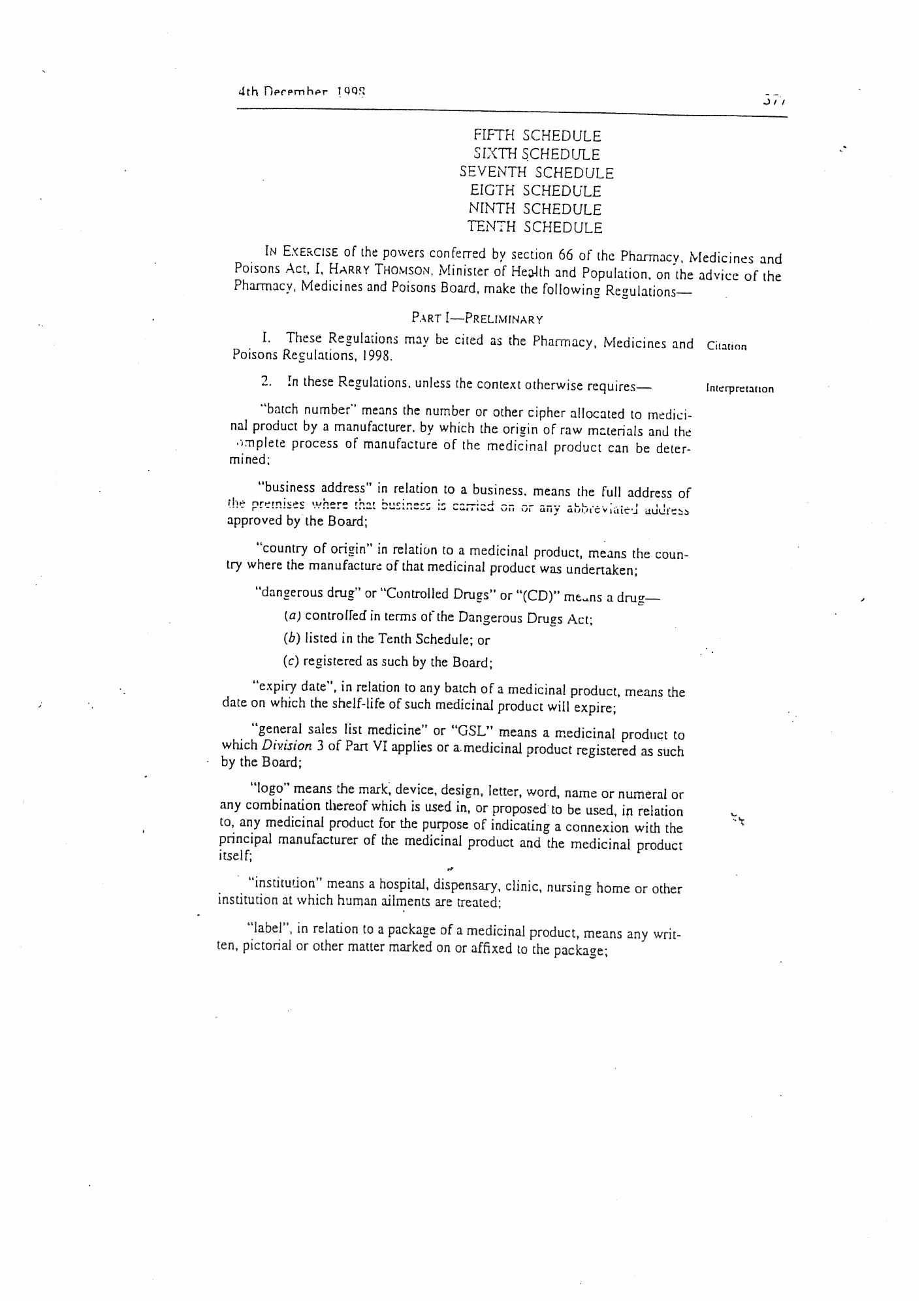 Government Notice 88 of 1998 — official PDF page 3; original table columns, symbols and diagram connections