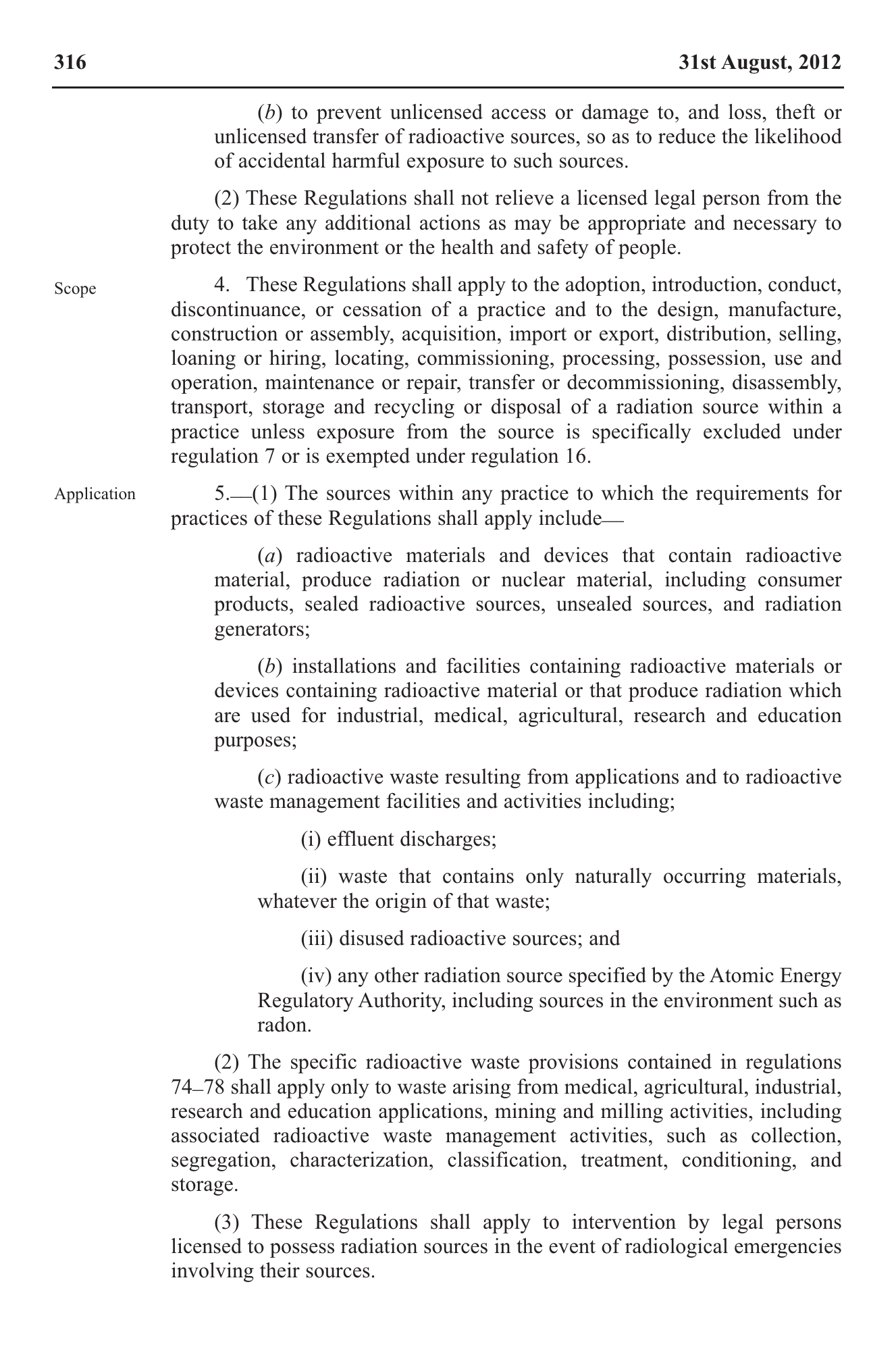 Government Notice 22 of 2012 — official PDF page 6; original table columns, symbols and diagram connections