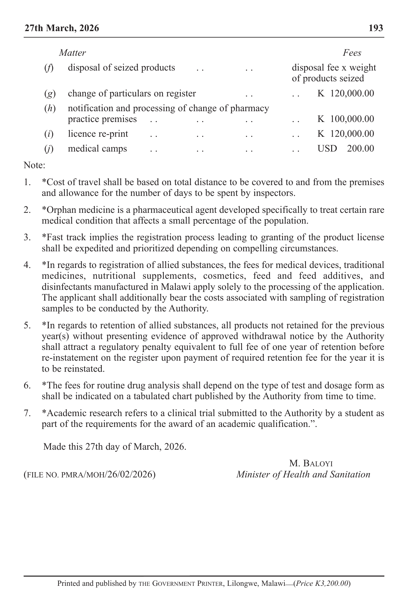 Government Notice 27 of 2026 — official PDF page 11; original table columns, symbols and diagram connections