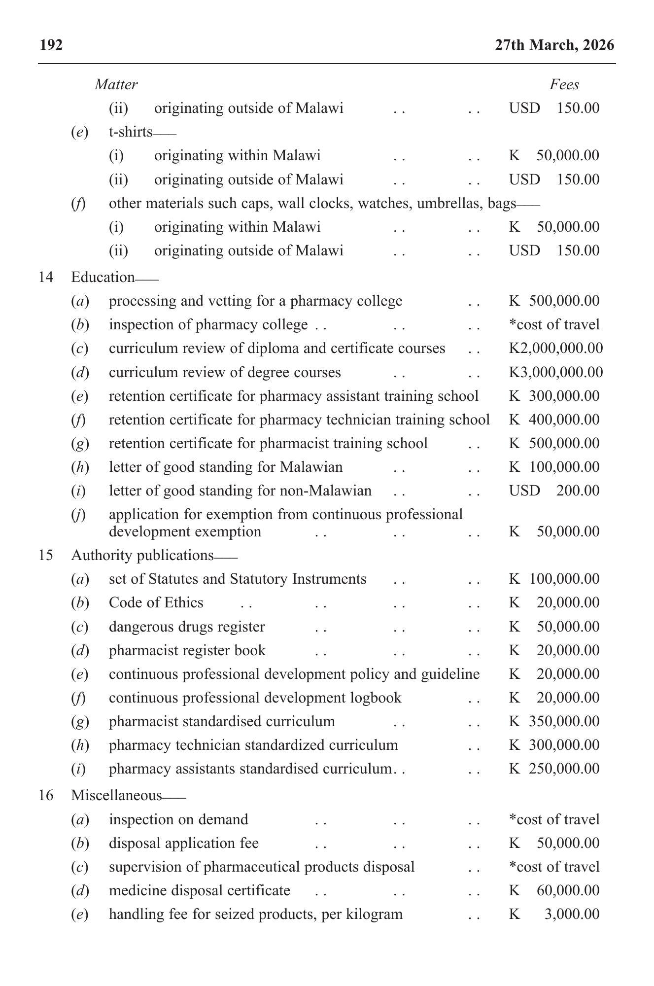 Government Notice 27 of 2026 — official PDF page 10; original table columns, symbols and diagram connections