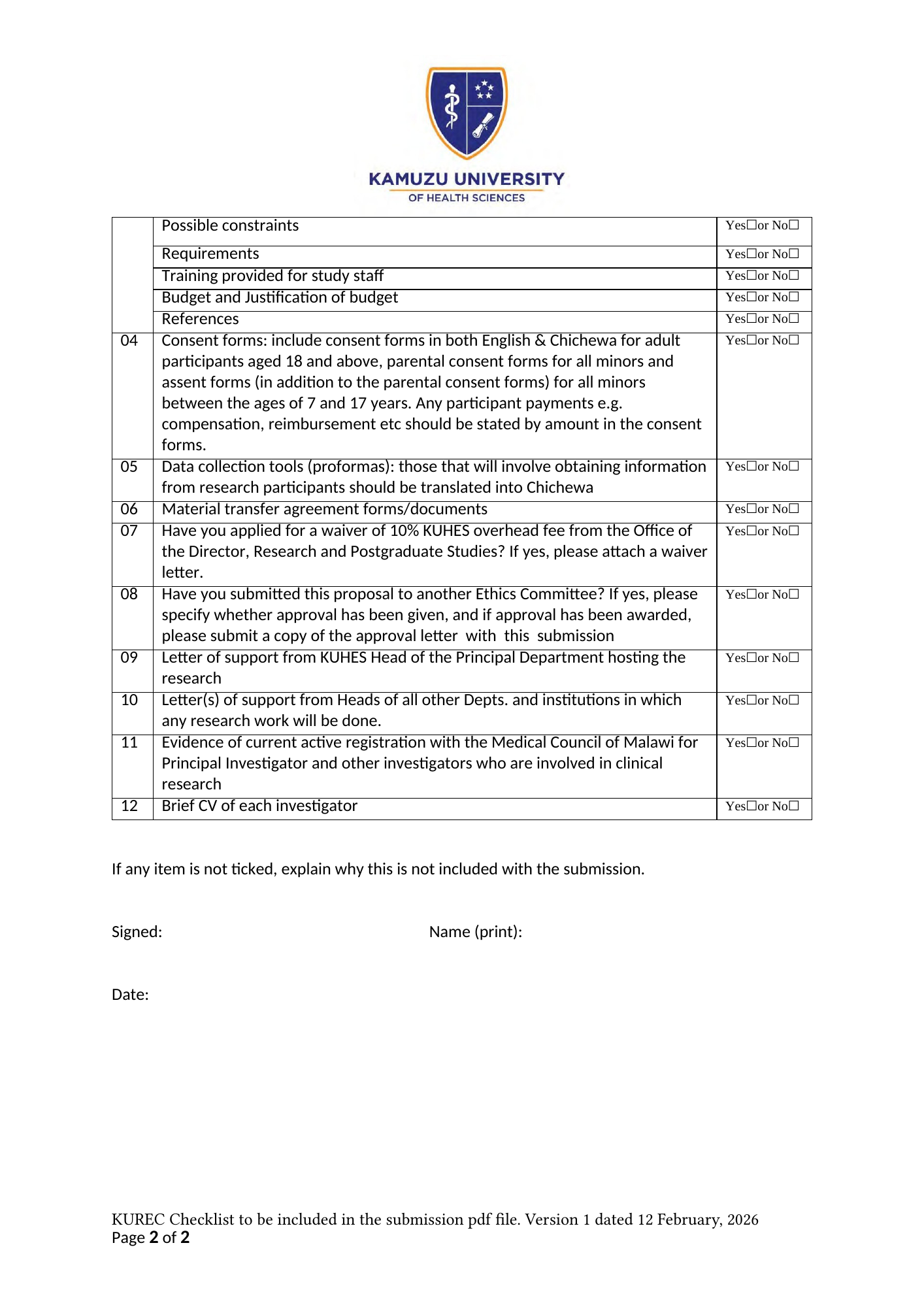Rendered from the linked Office original — page 2; retained table layout and symbols. This is a render, not an official PDF page.