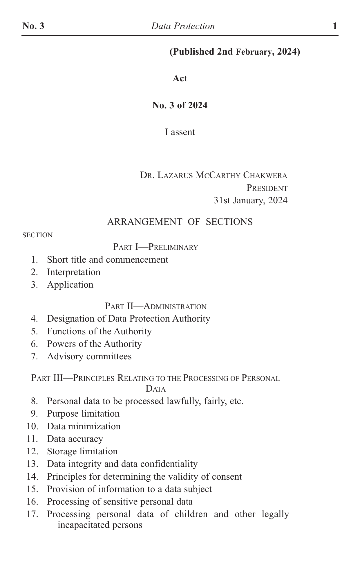 Act No. 3 of 2024 — official PDF page 1; original table columns, symbols and diagram connections