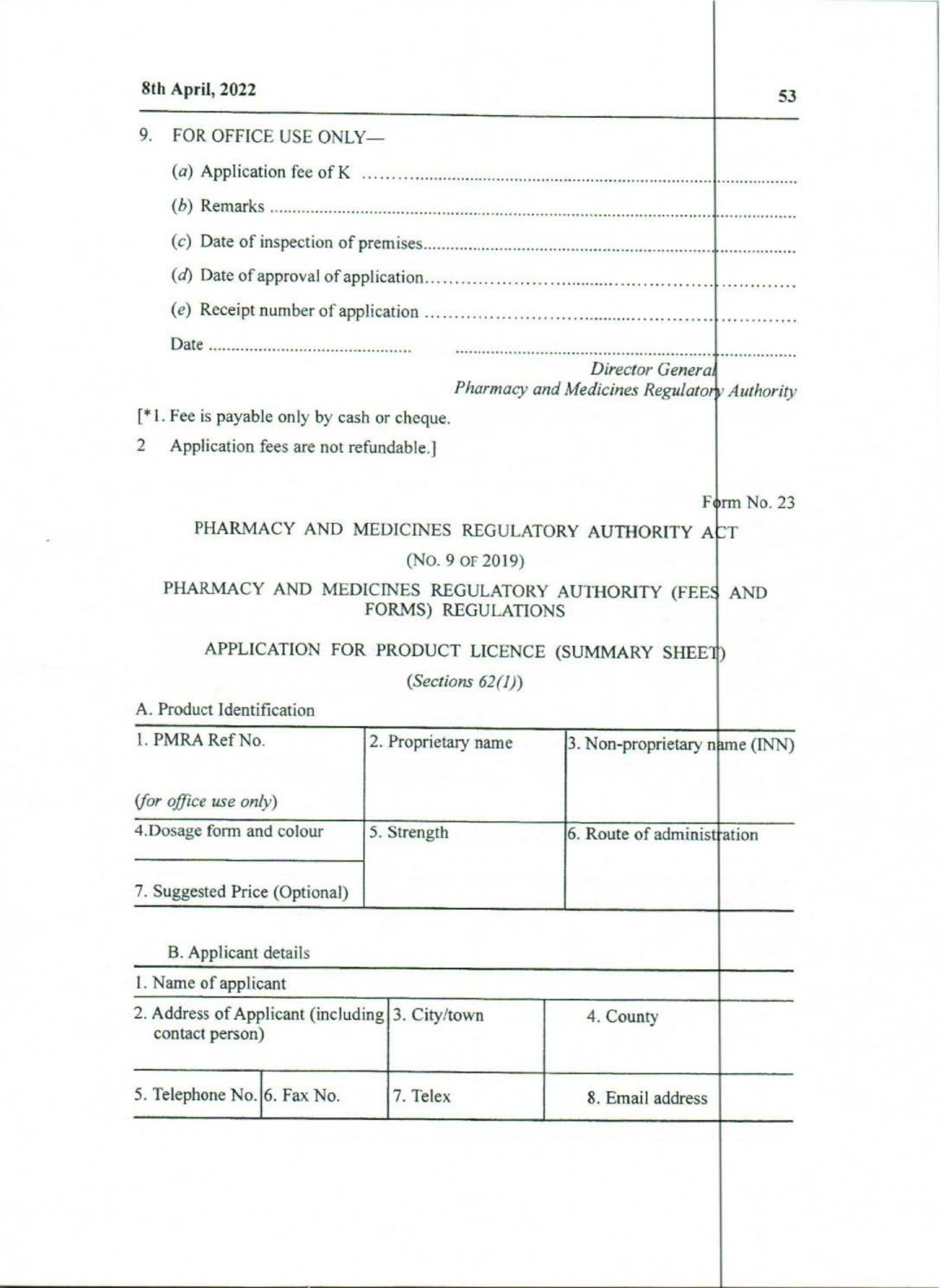 Government Notice 9 of 2022 — official PDF page 37; original table columns, symbols and diagram connections